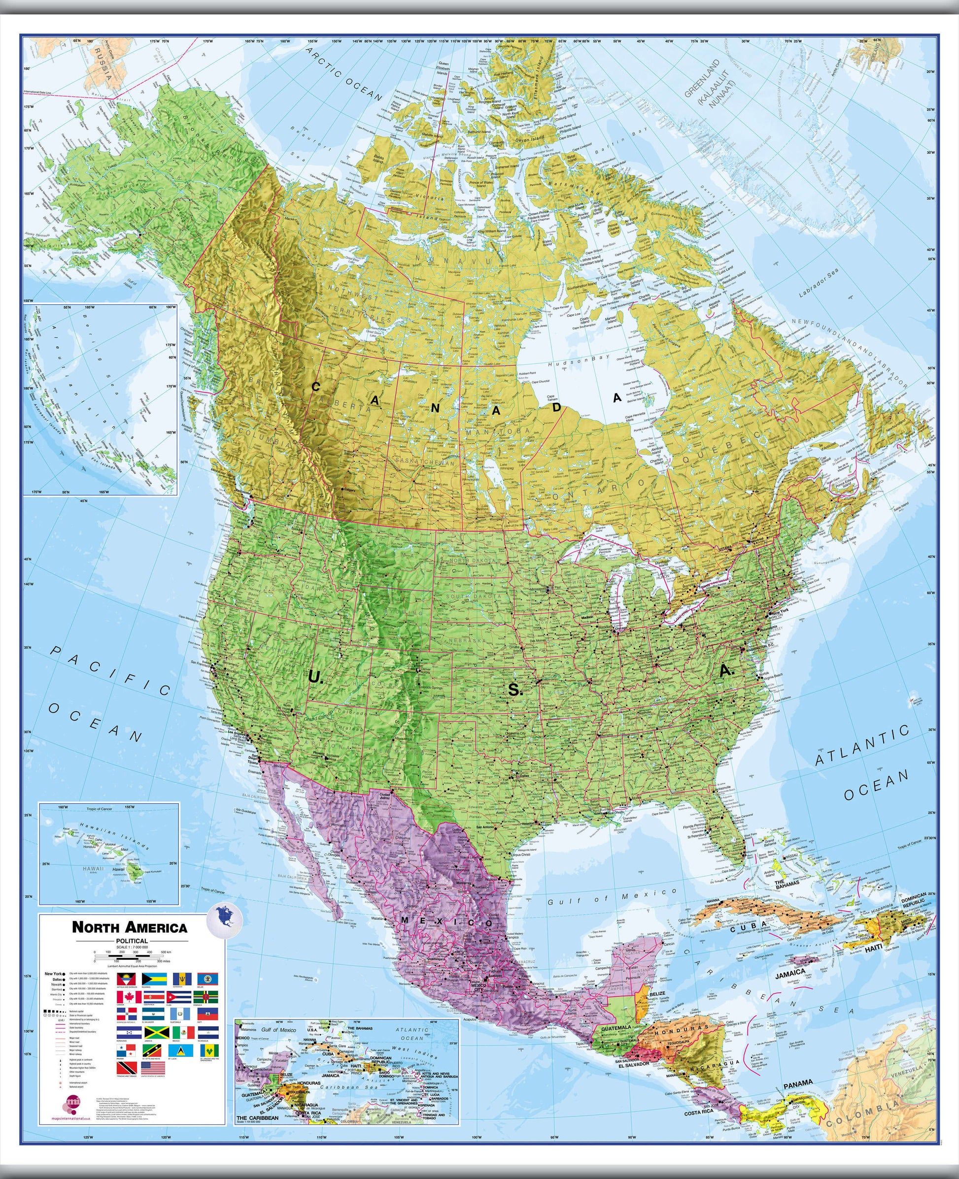 CT00018_H_LAMHB - North America Wall Map Political