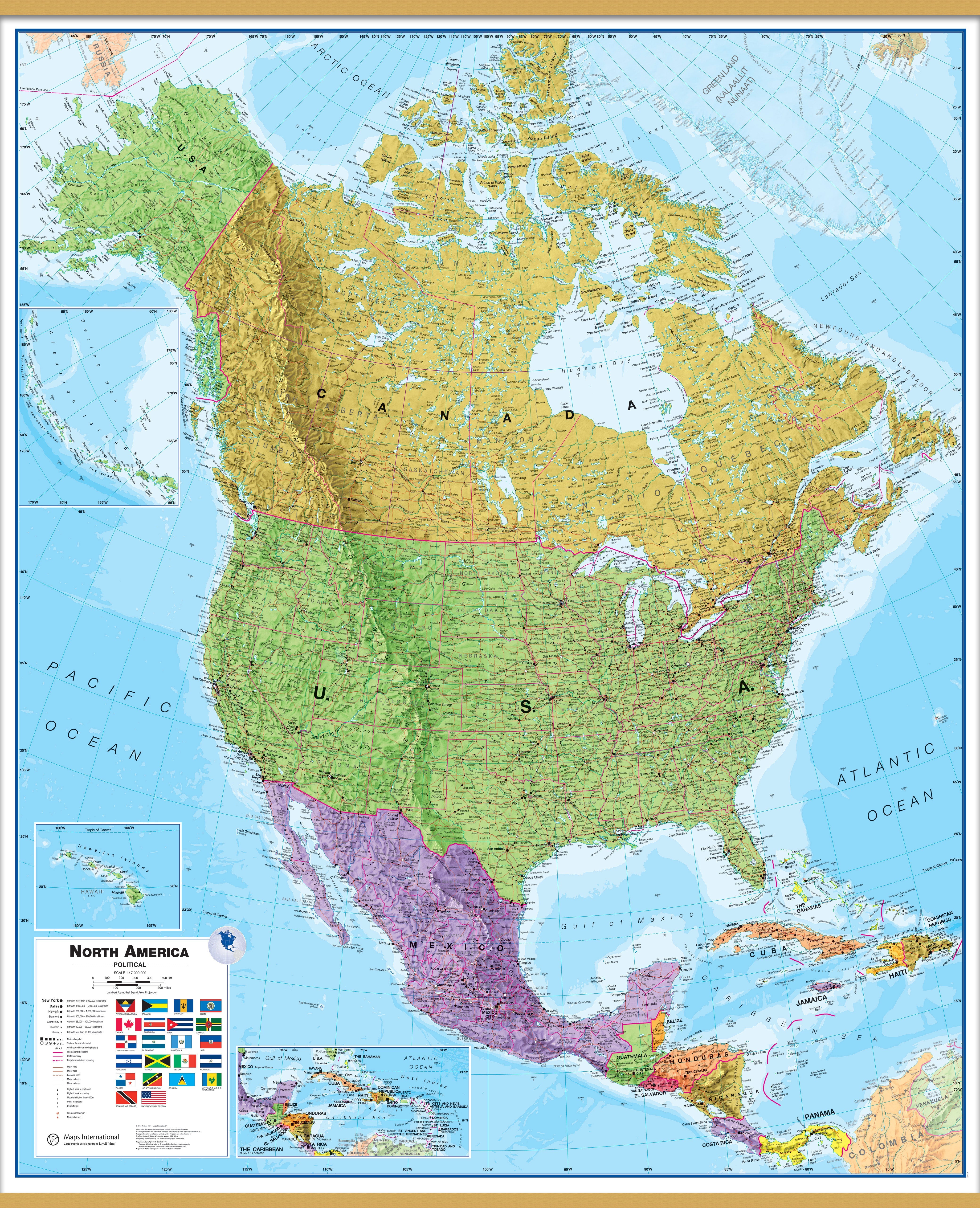 CT00018_L_LWDHB - North America Wall Map Political
