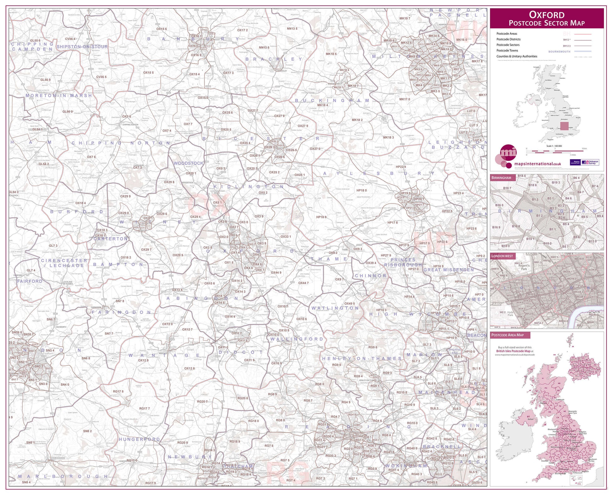 UK00782_L_LAMIN - Oxford Postcode Sector Map