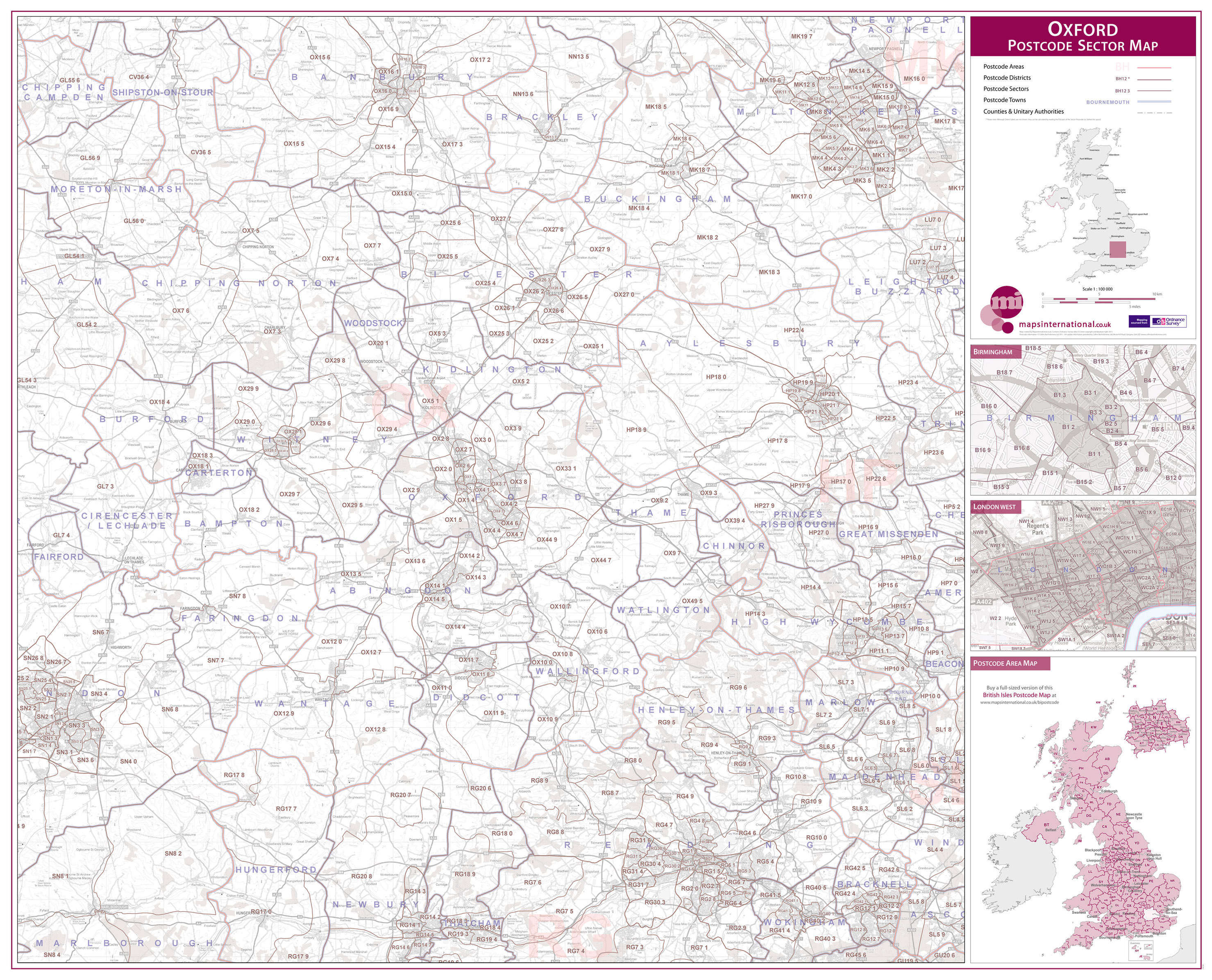 UK00782_L_LAMIN - Oxford Postcode Sector Map