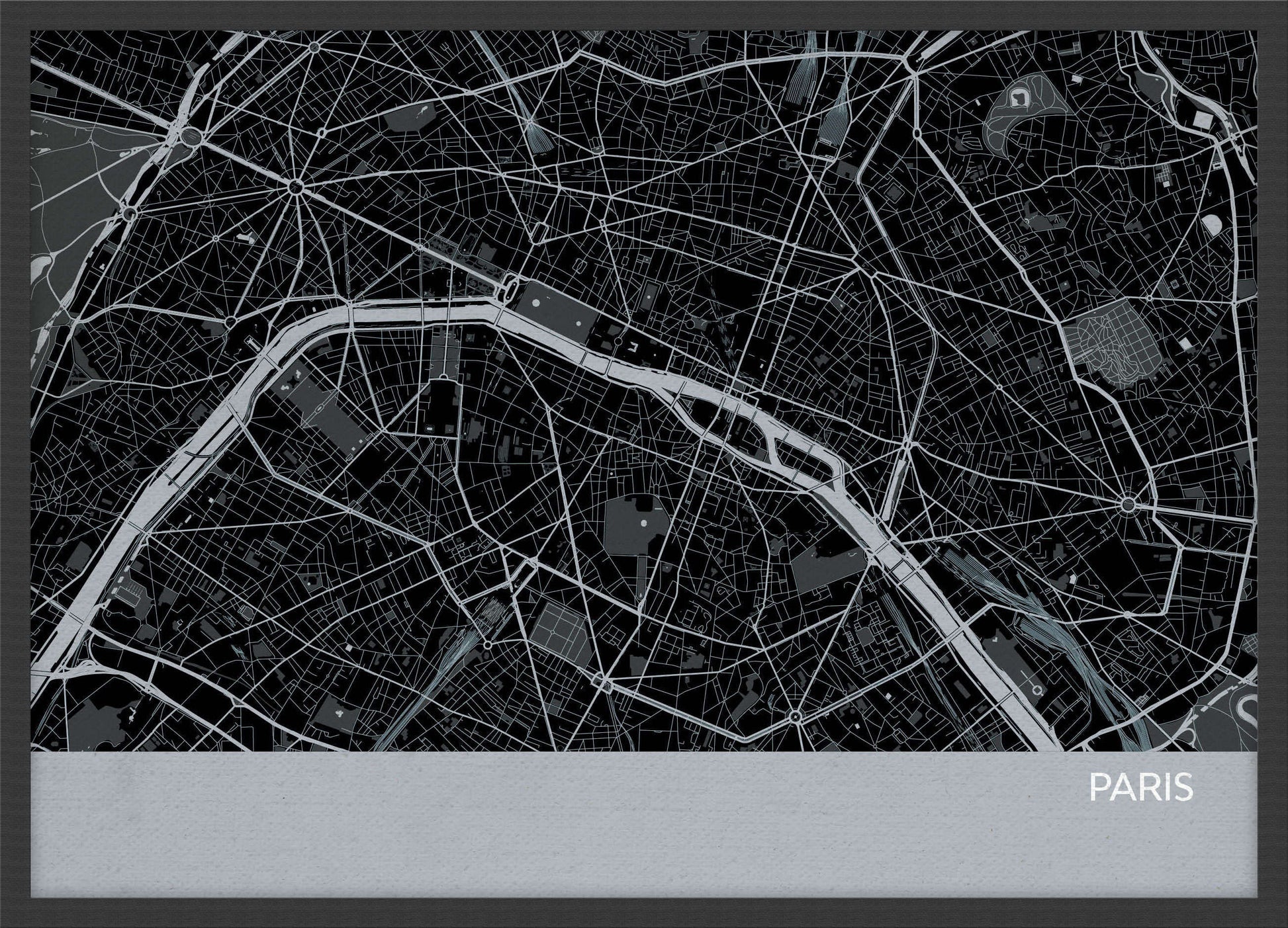 LS01556_3_WDBLA - Paris City Street Map Print Charcoal