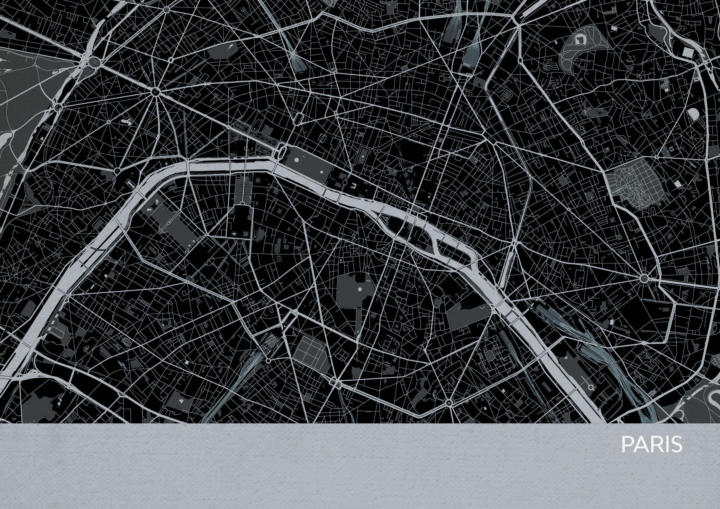 LS01556_3_MATTP - Paris City Street Map Print Charcoal