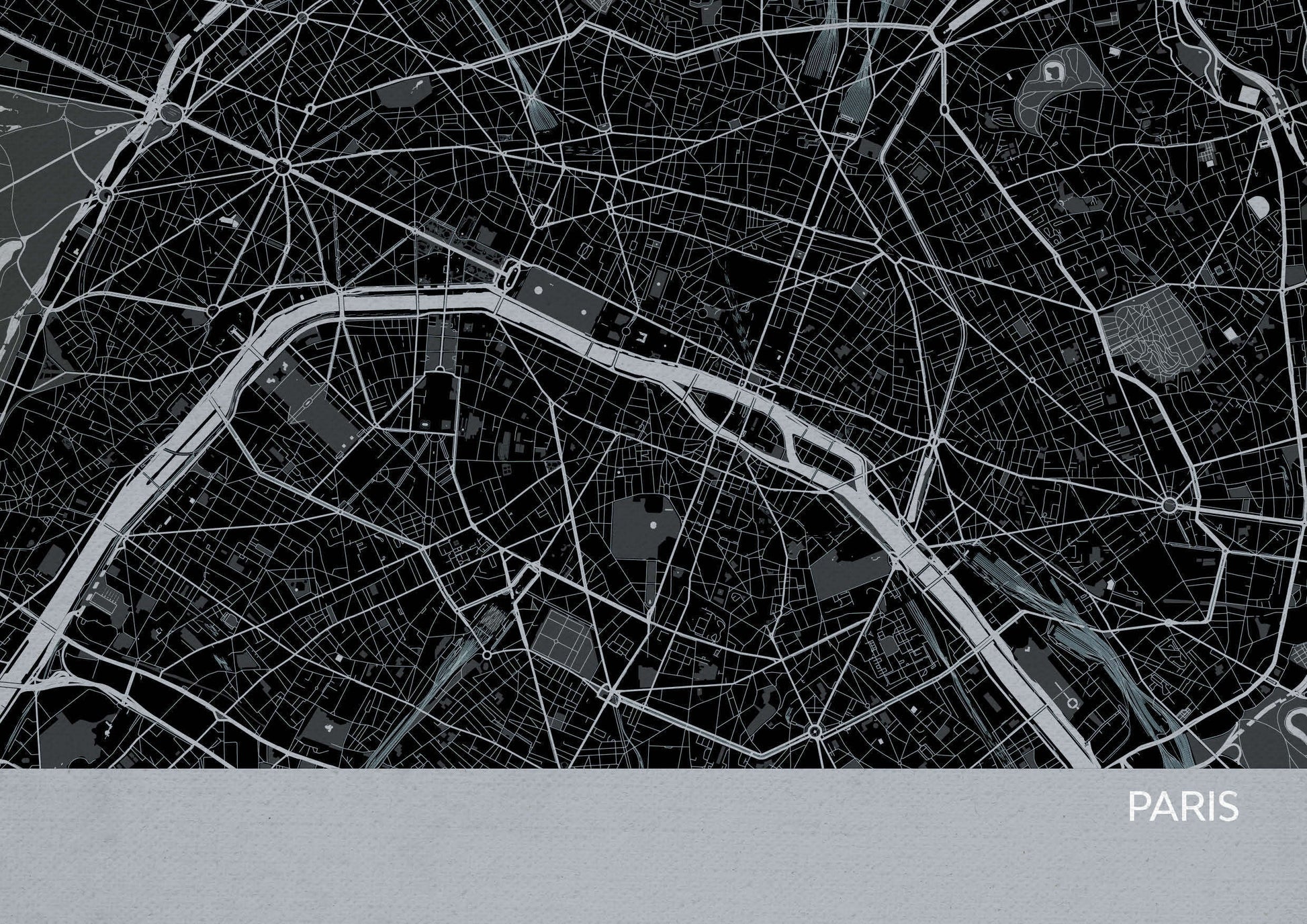 LS01556_S_MATTP - Paris City Street Map Print Charcoal