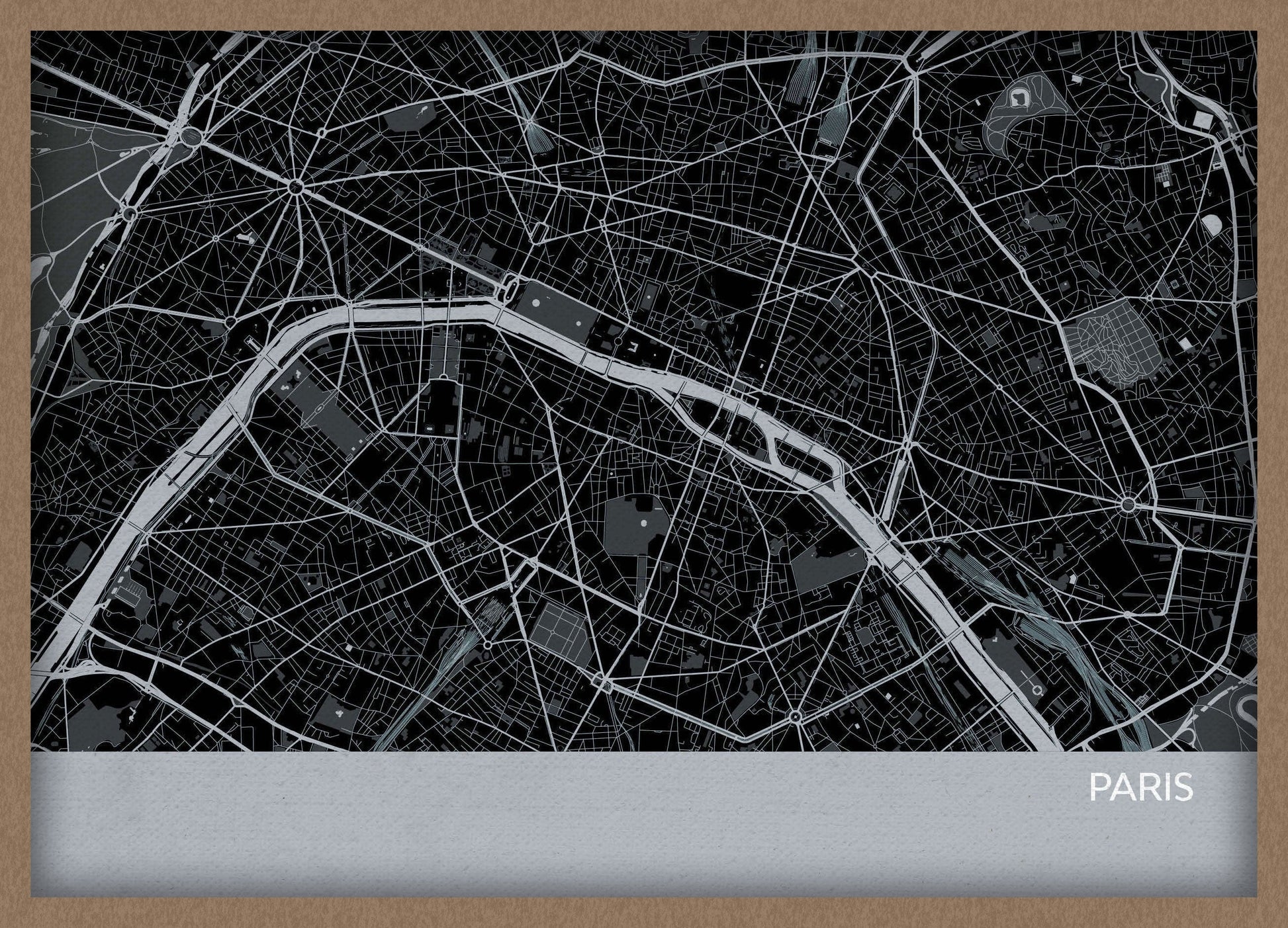 LS01556_3_WDOAK - Paris City Street Map Print Charcoal