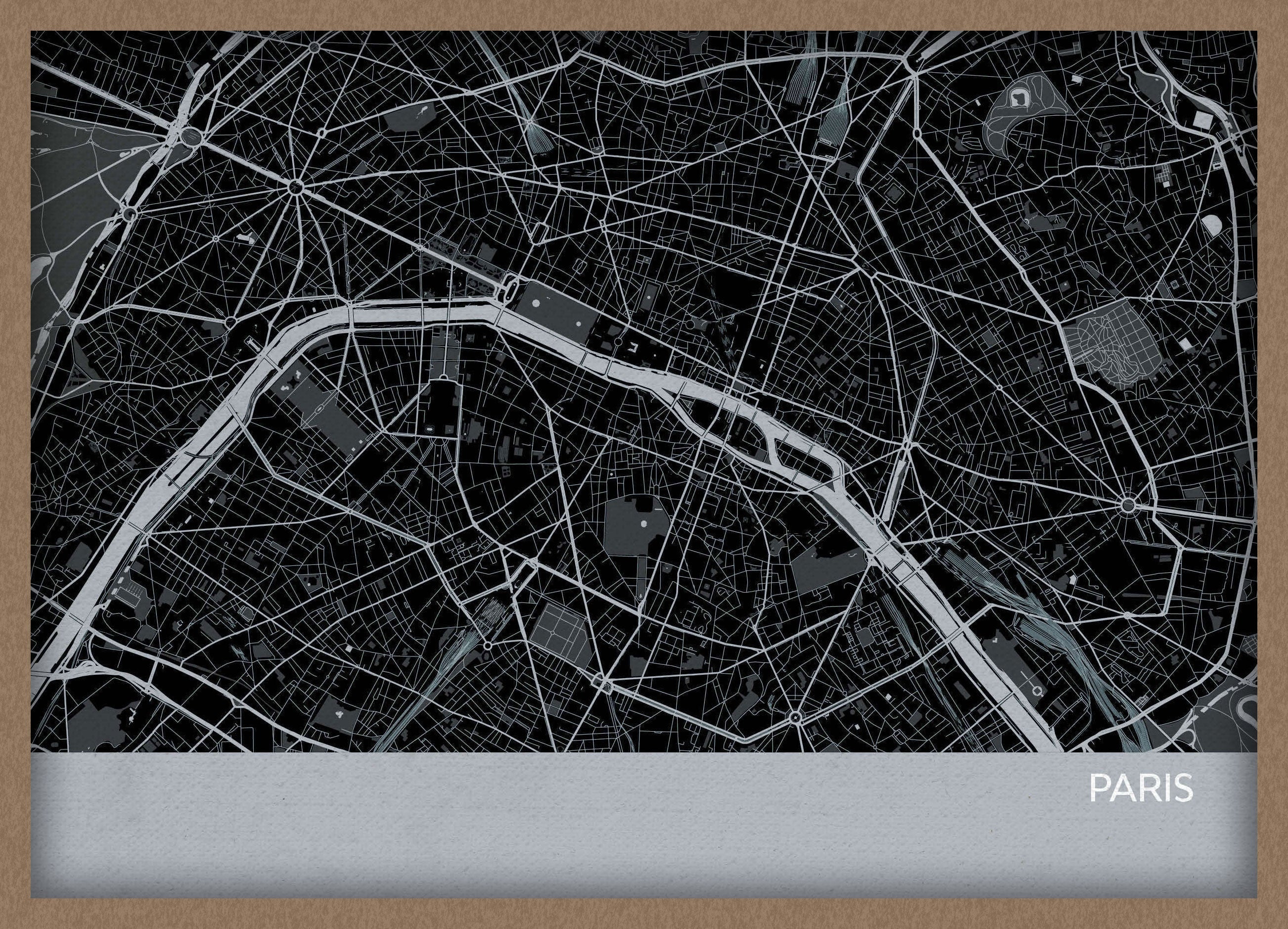 LS01556_3_WDOAK - Paris City Street Map Print Charcoal
