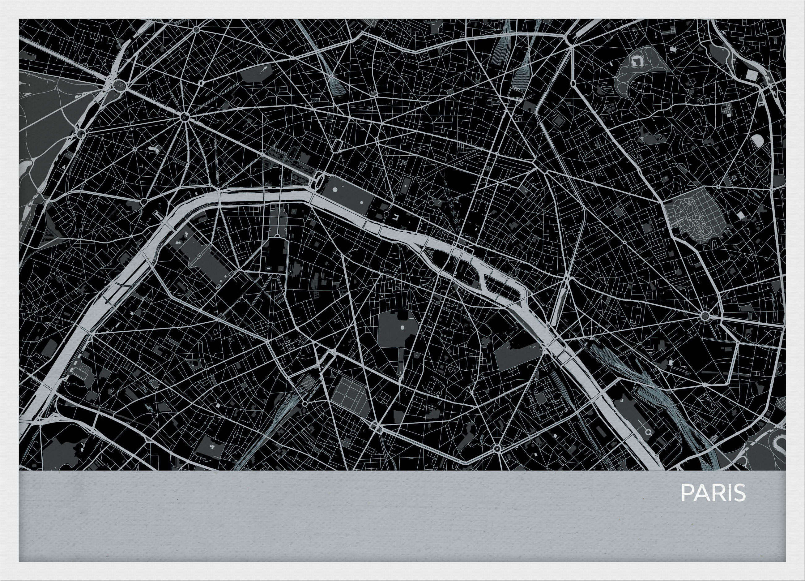 LS01556_3_WDWHI - Paris City Street Map Print Charcoal