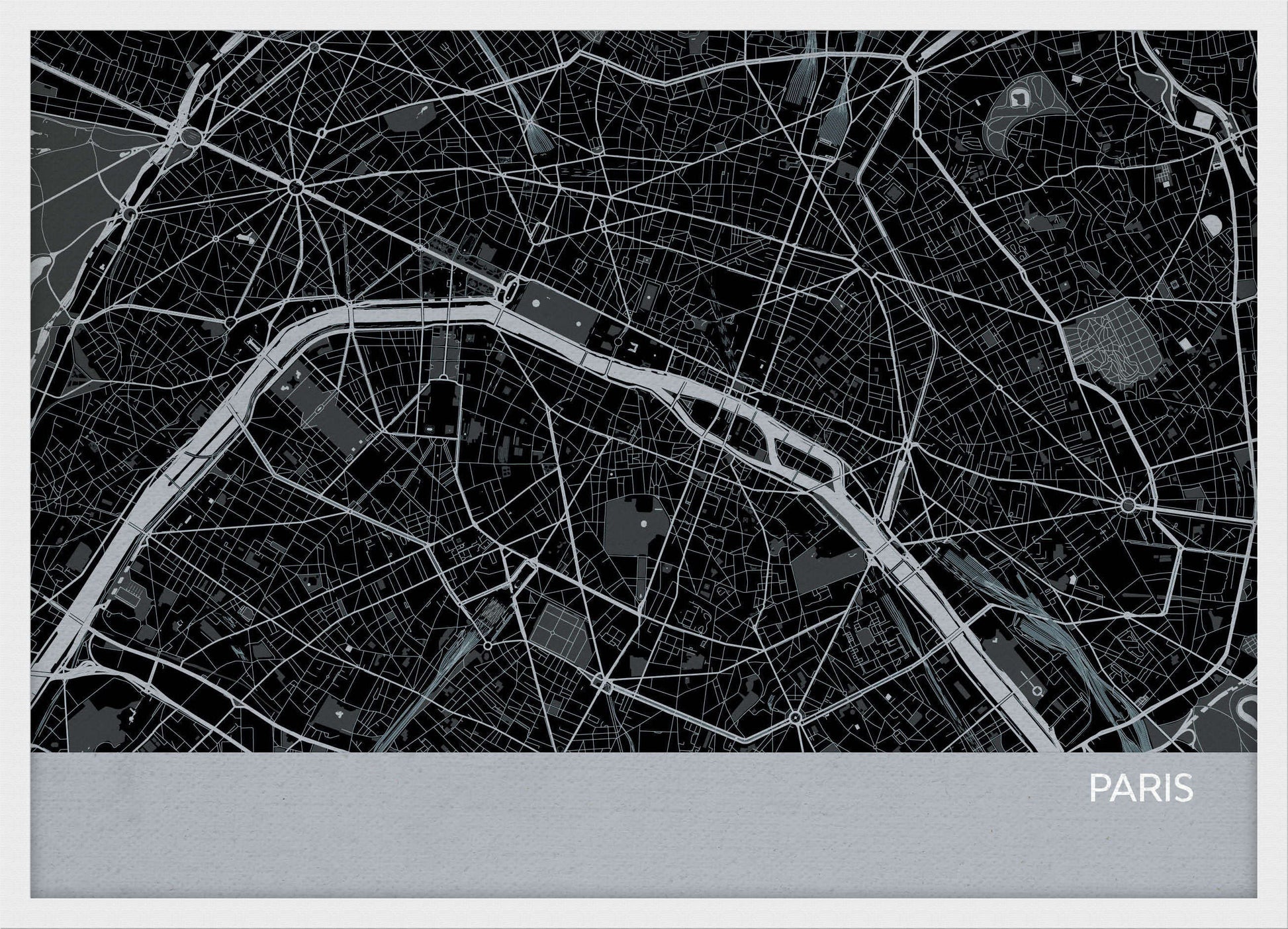 LS01556_4_WDWHI - Paris City Street Map Print Charcoal