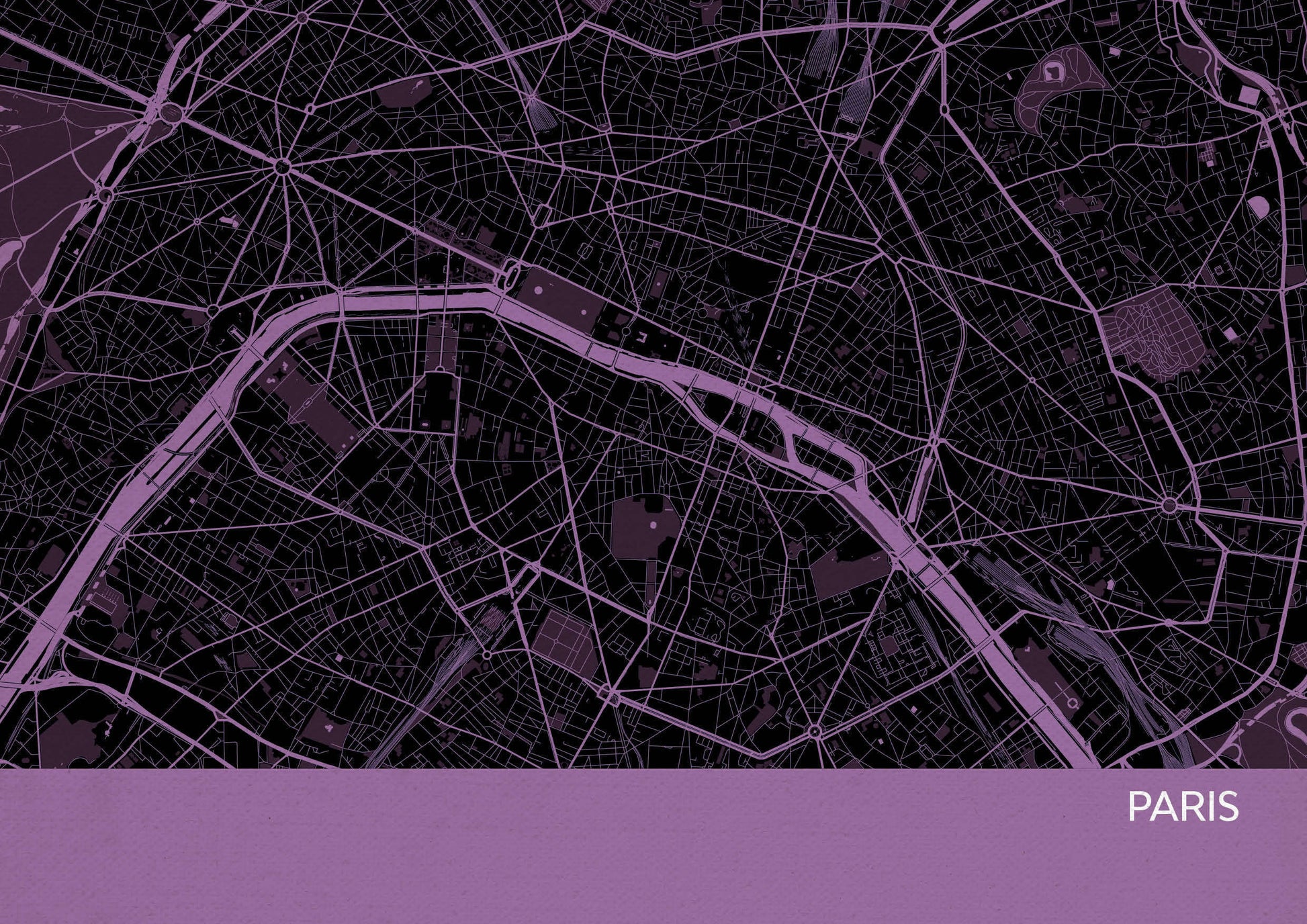 LS01557_S_MATTP - Paris City Street Map Print Mauve