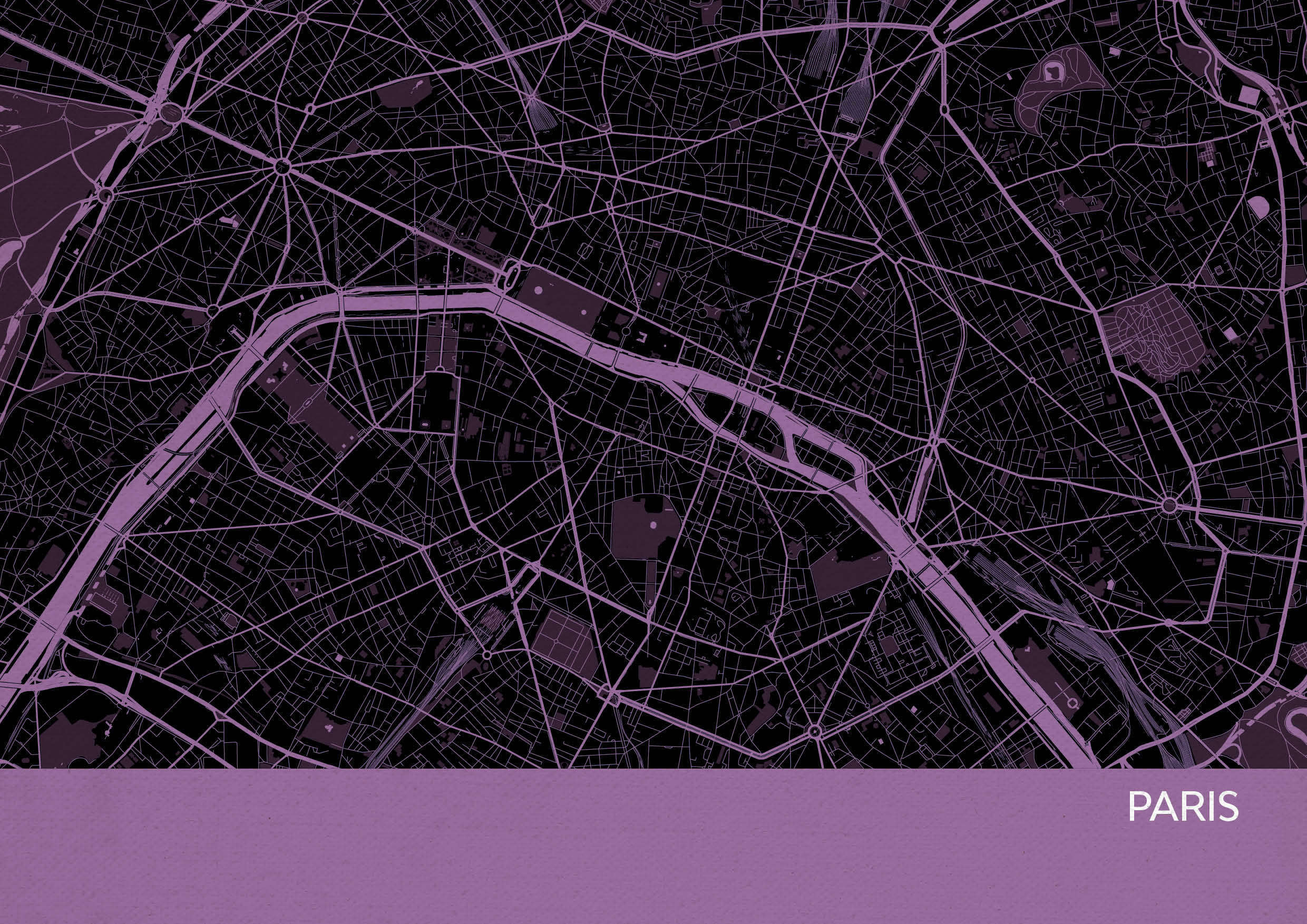 LS01557_S_MATTP - Paris City Street Map Print Mauve