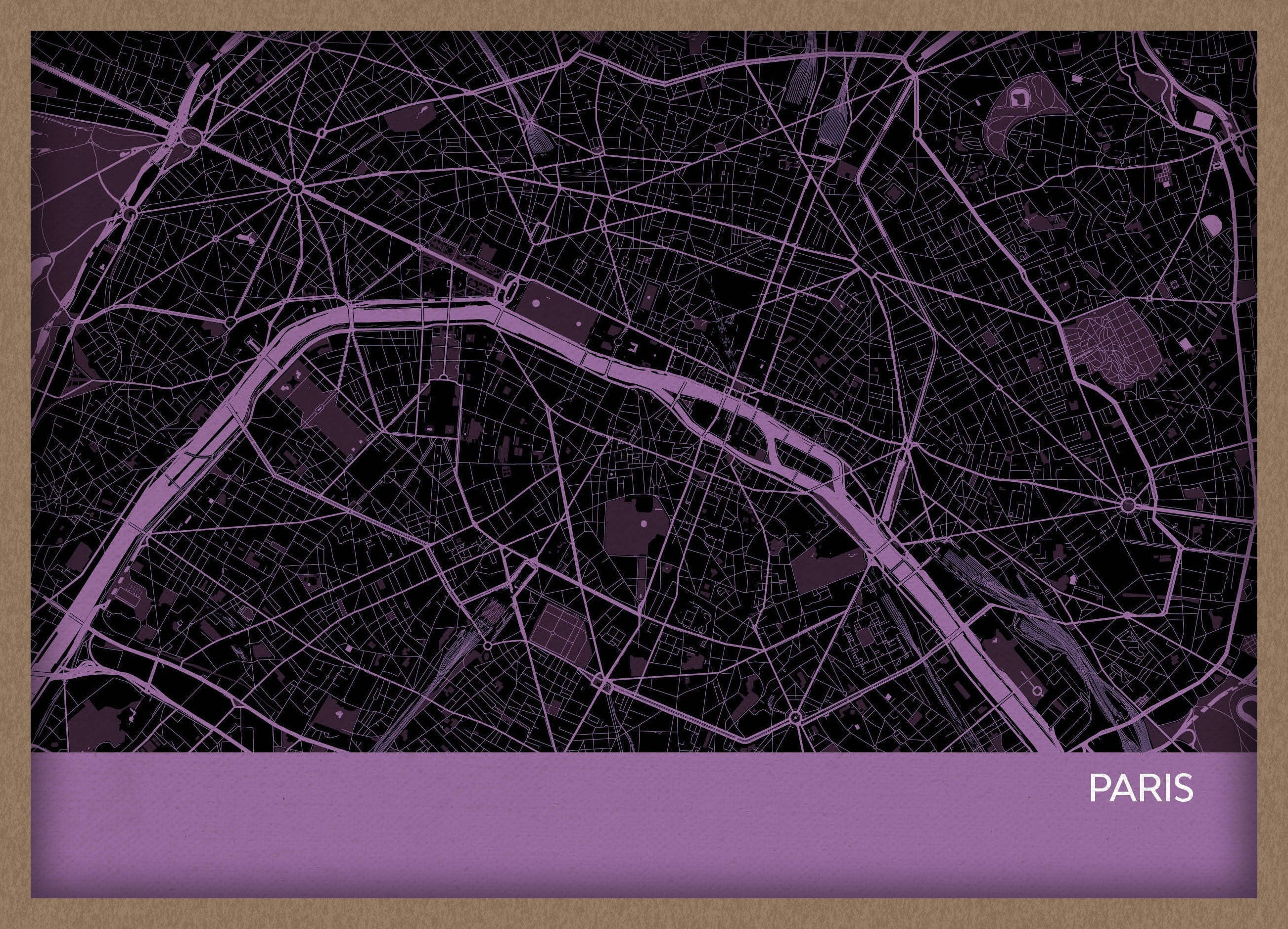 LS01557_3_WDOAK - Paris City Street Map Print Mauve