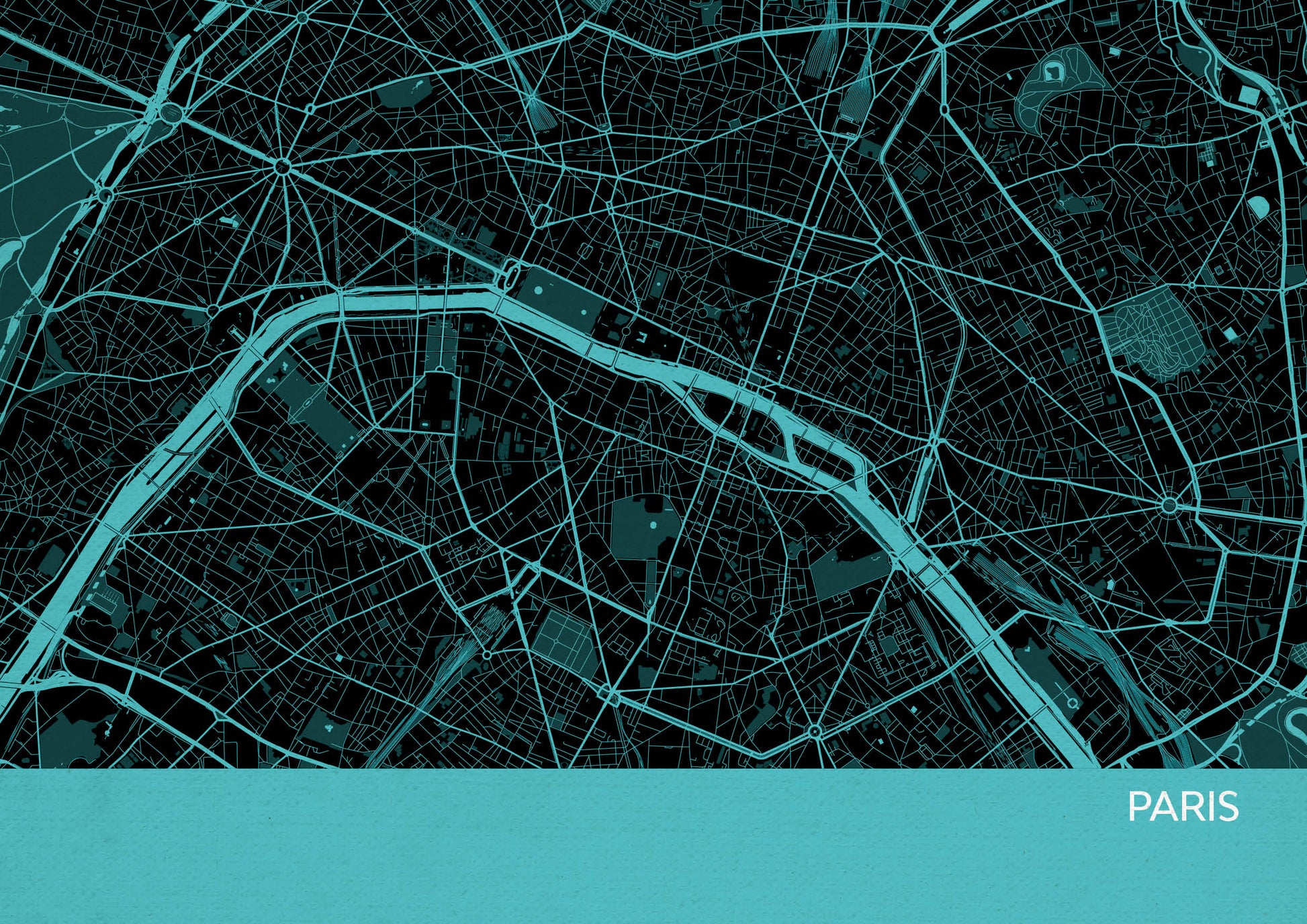 LS01567_3_MATTP - Paris City Street Map Print Turquoise