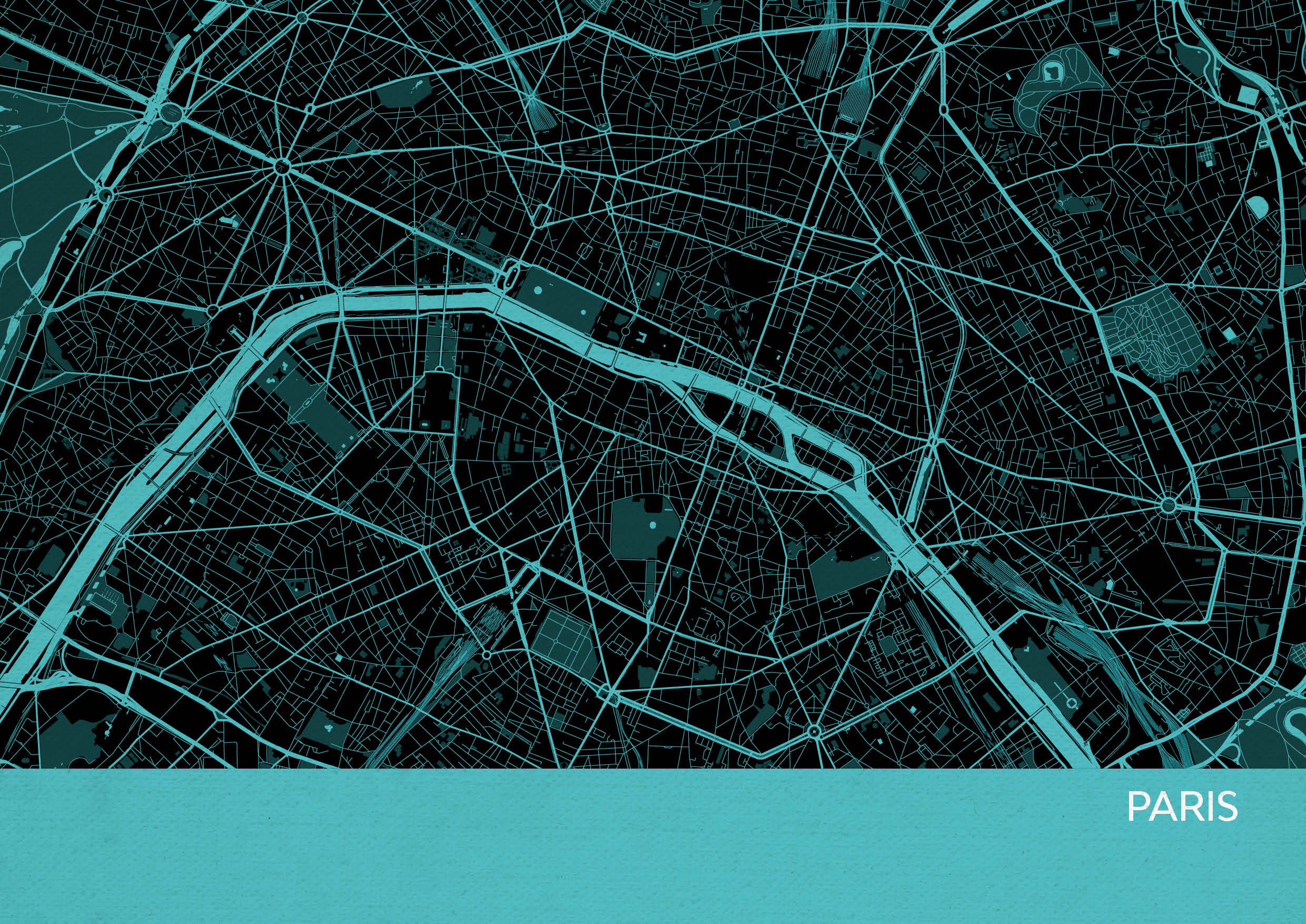 LS01567_4_MATTP - Paris City Street Map Print Turquoise