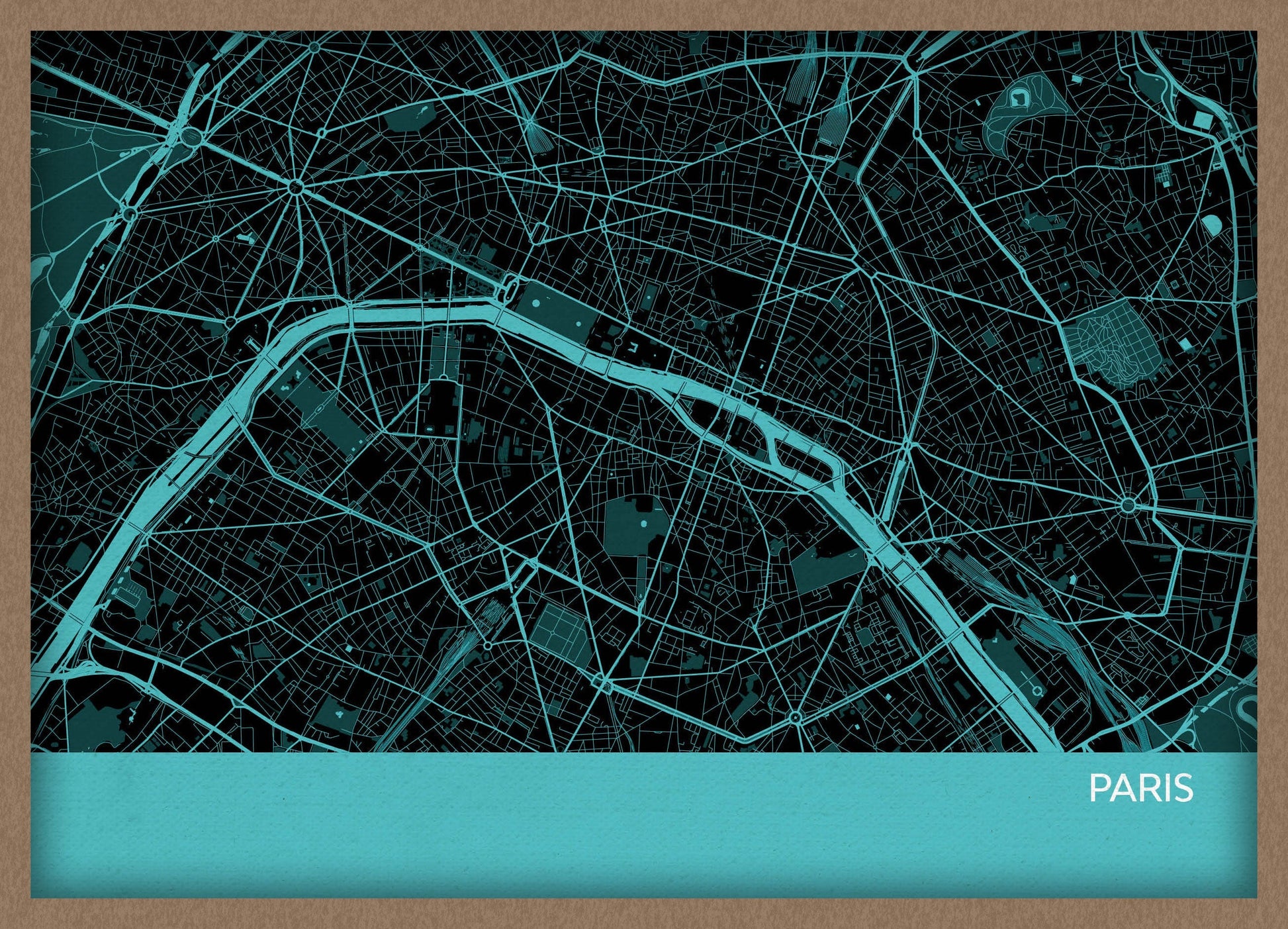 LS01567_3_WDOAK - Paris City Street Map Print Turquoise