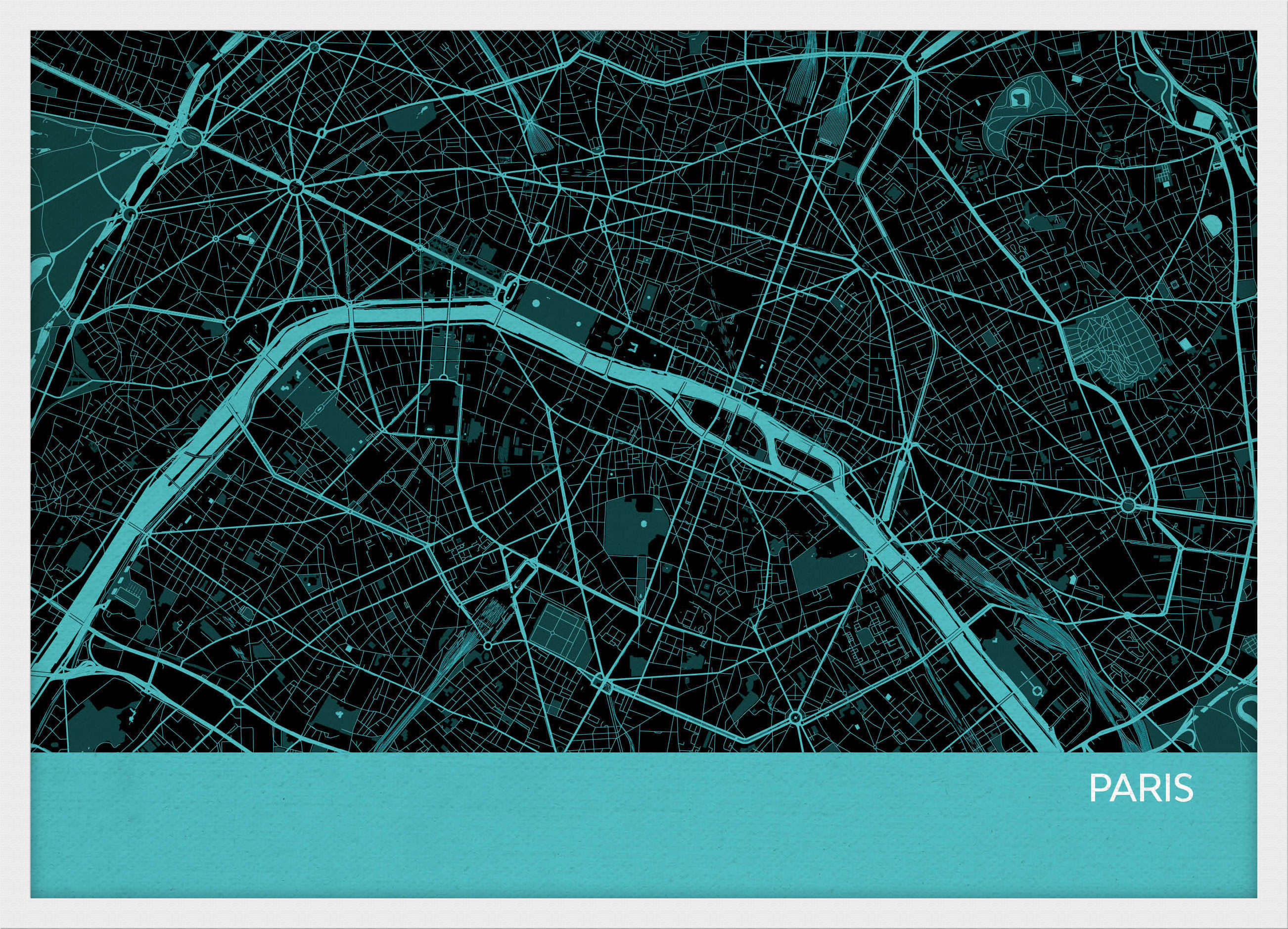 LS01567_S_WDWHI - Paris City Street Map Print Turquoise