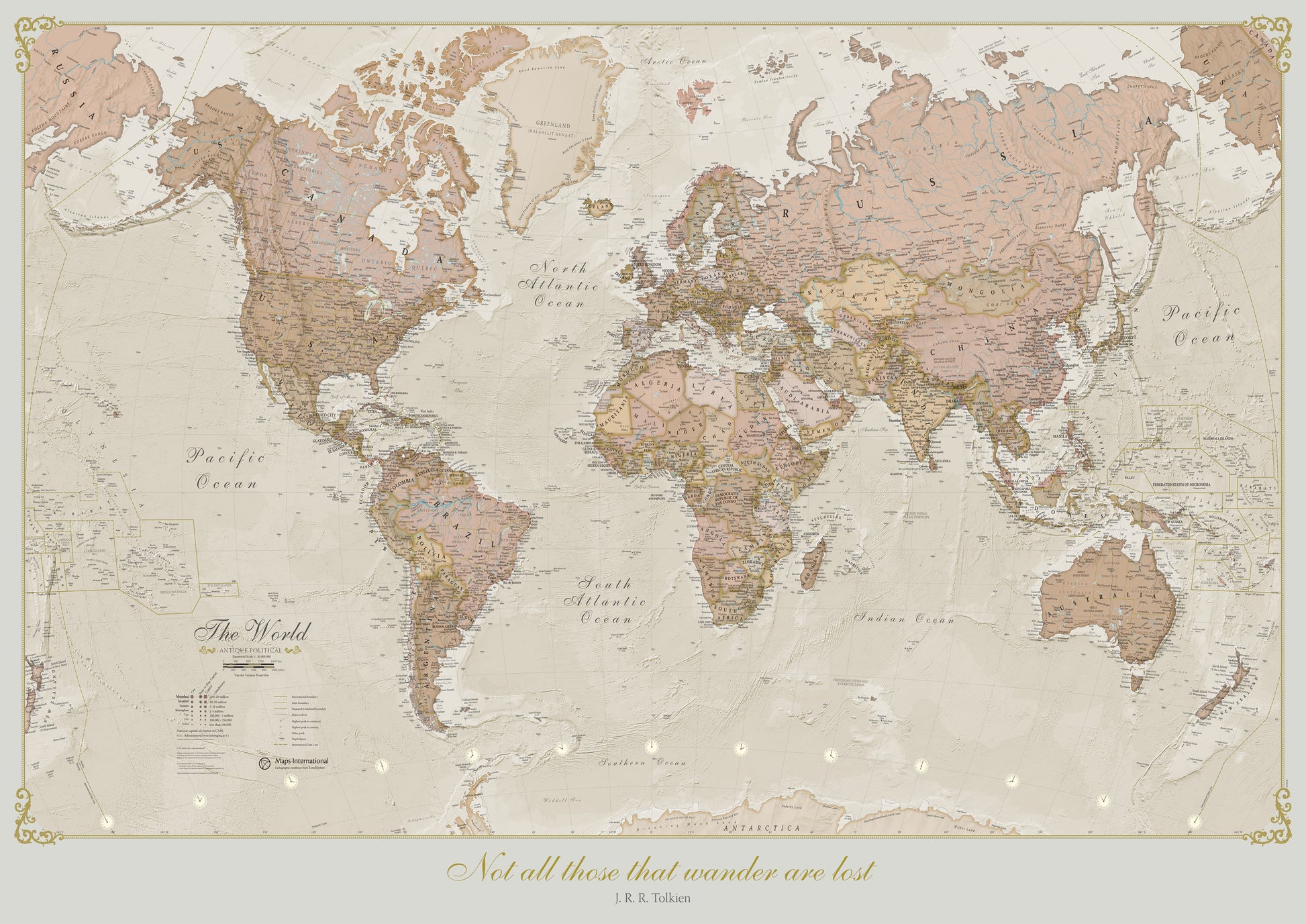 Personalised Antique World Map