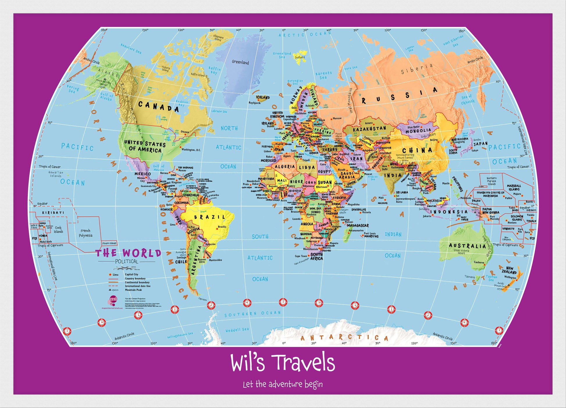 PS01426_S_BWWHI - Personalised Child's World Map