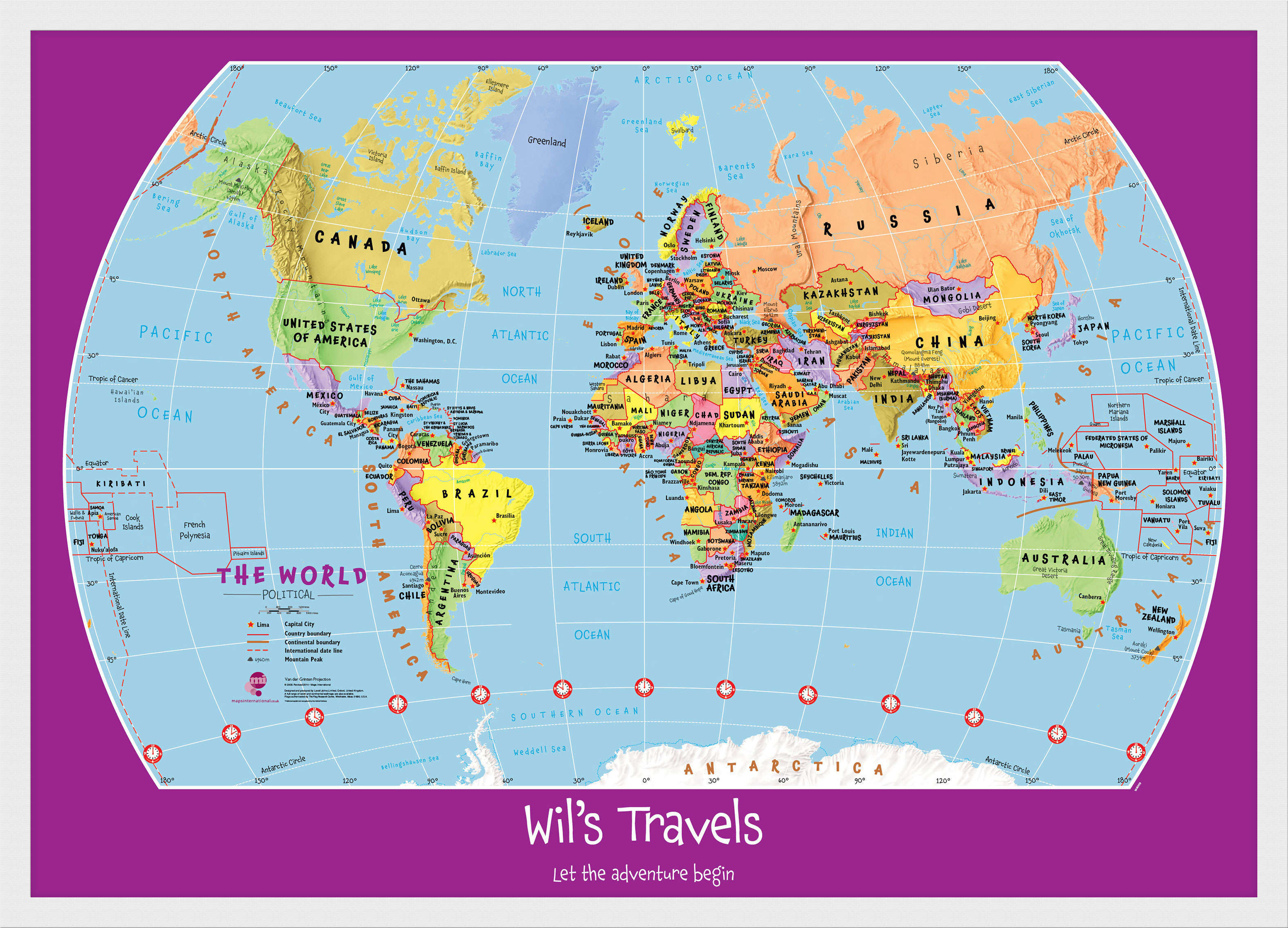 PS01426_M_BWWHI - Personalised Child's World Map