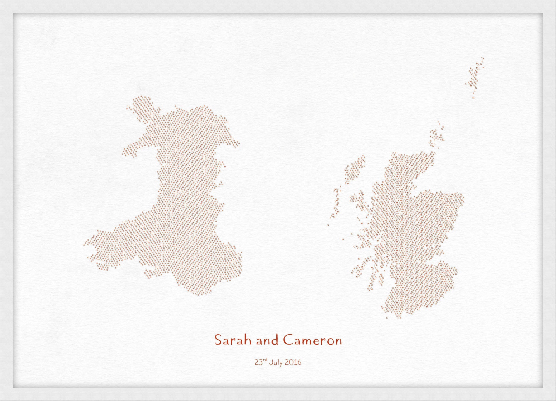 PS01602_3_WDWHI - Personalised Country Name Text Map Print - Burnt Orange