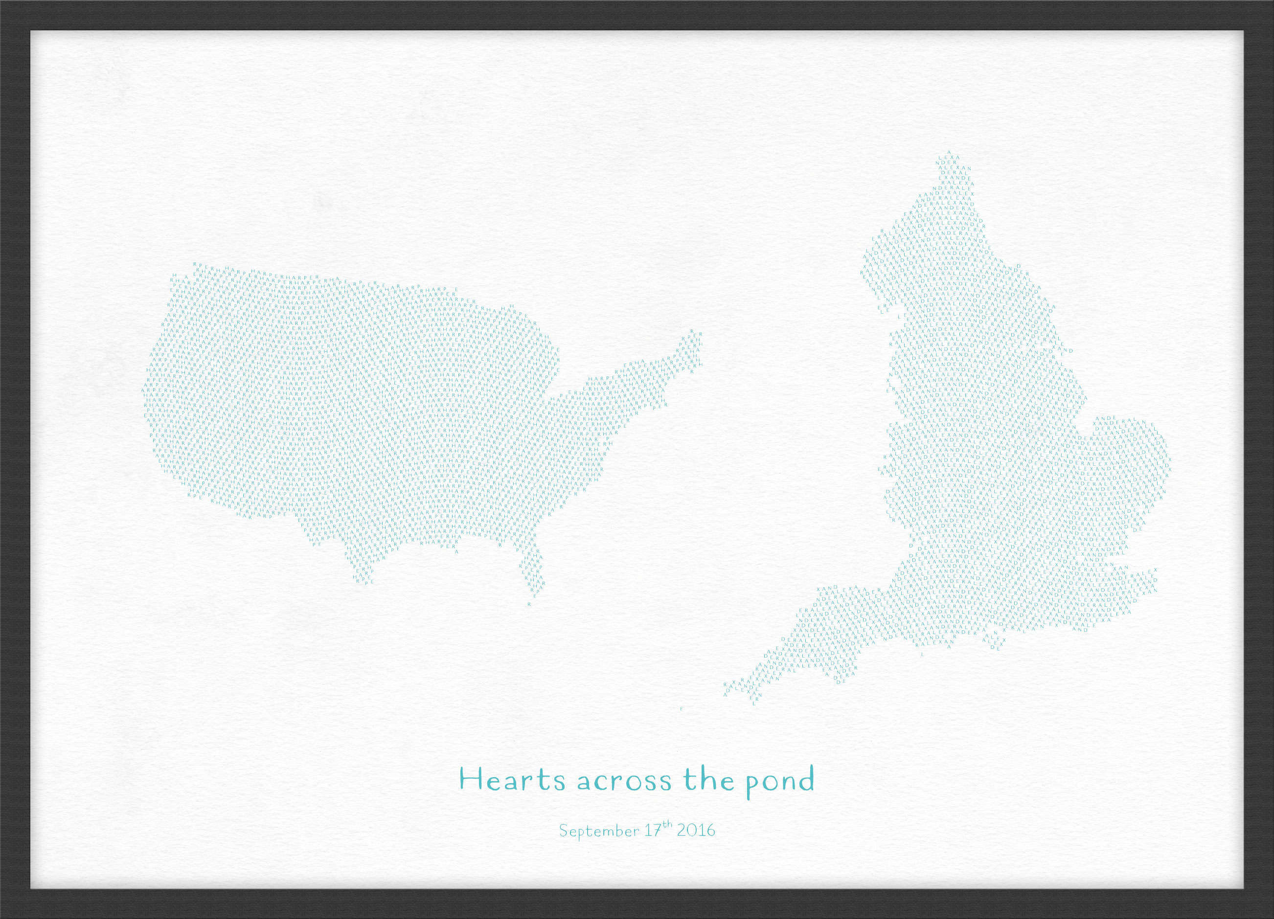 PS01605_S_WDBLA - Personalised Country Name Text Map Print - Turquoise