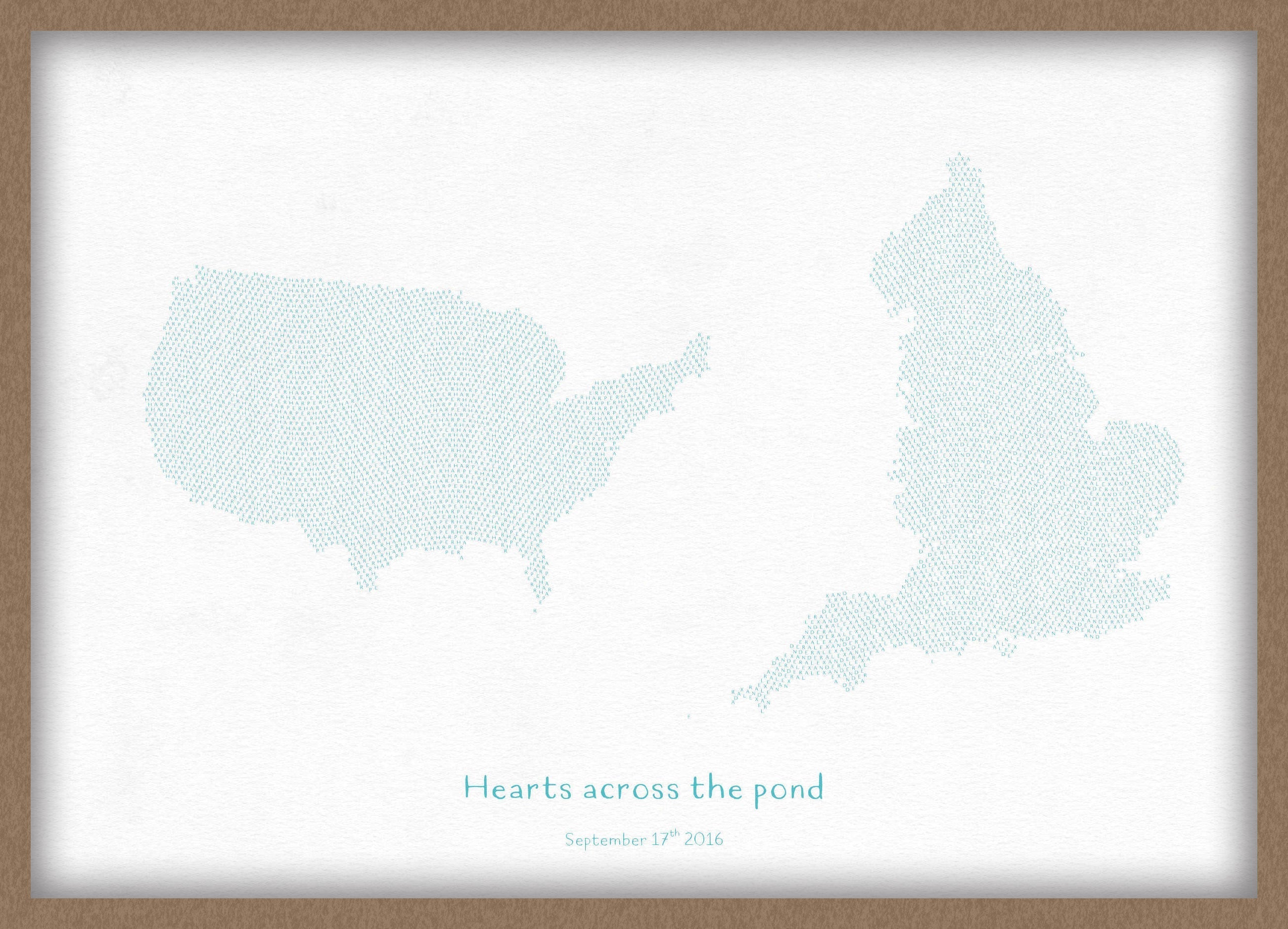 PS01605_3_WDOAK - Personalised Country Name Text Map Print - Turquoise