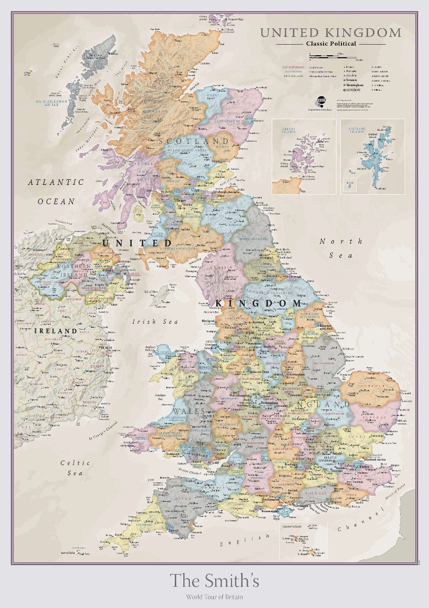 PS01636_L_PAPER - Personalised UK Classic Wall Map