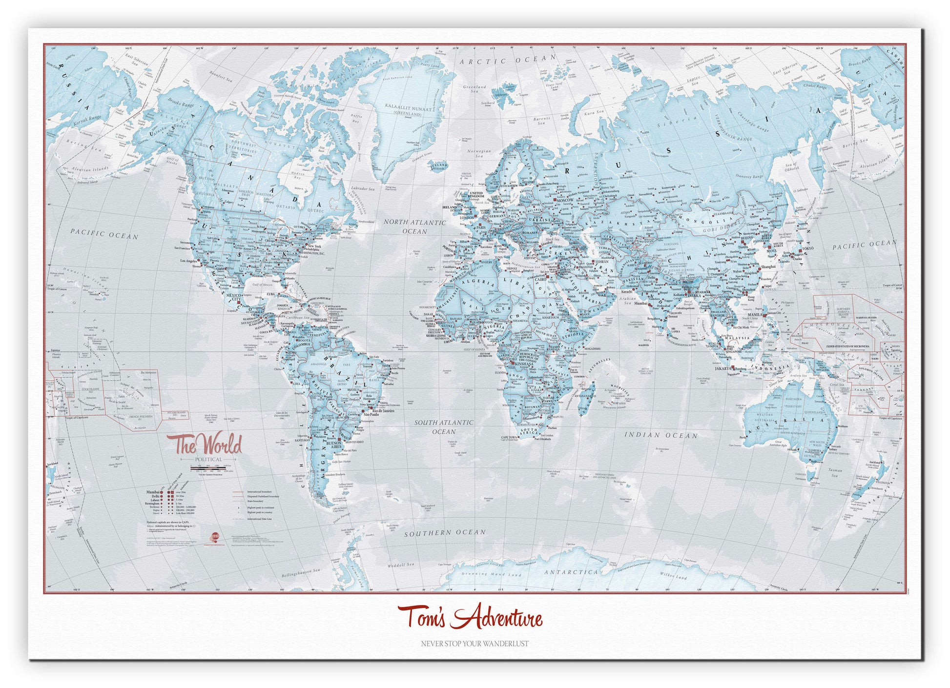 PS01226_H_CANVA - Personalised World Is Art - Wall Map Aqua