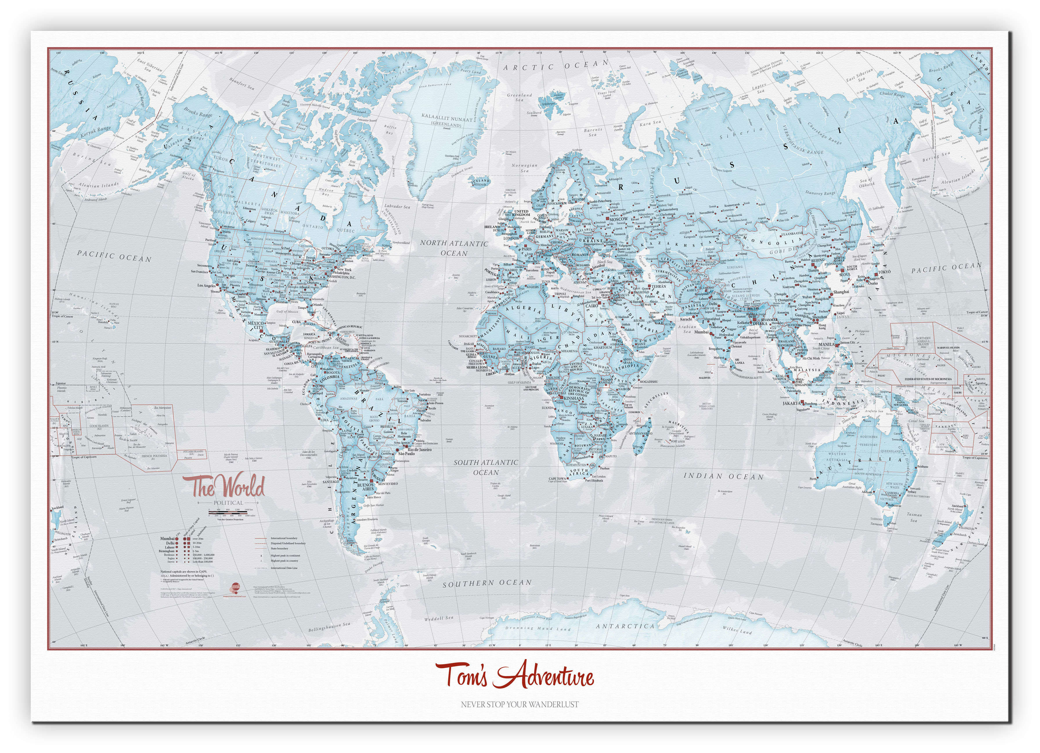 PS01226_L_CANVA - Personalised World Is Art - Wall Map Aqua