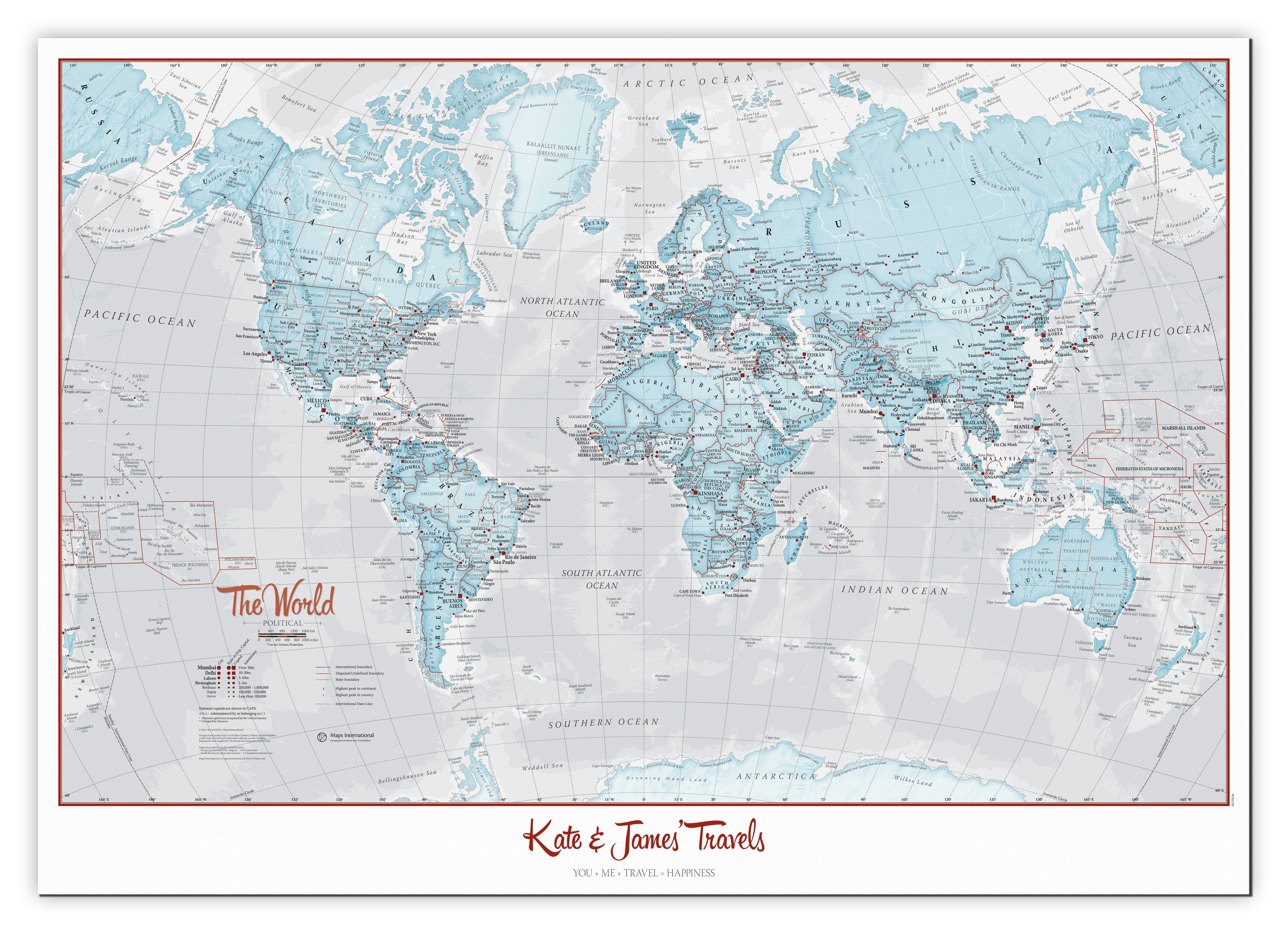 PS01226_H_CANVA - Personalised World Is Art - Wall Map Aqua