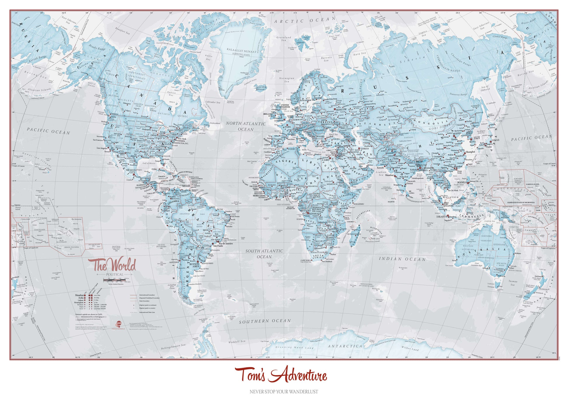 PS01226_L_LAMIN - Personalised World Is Art - Wall Map Aqua