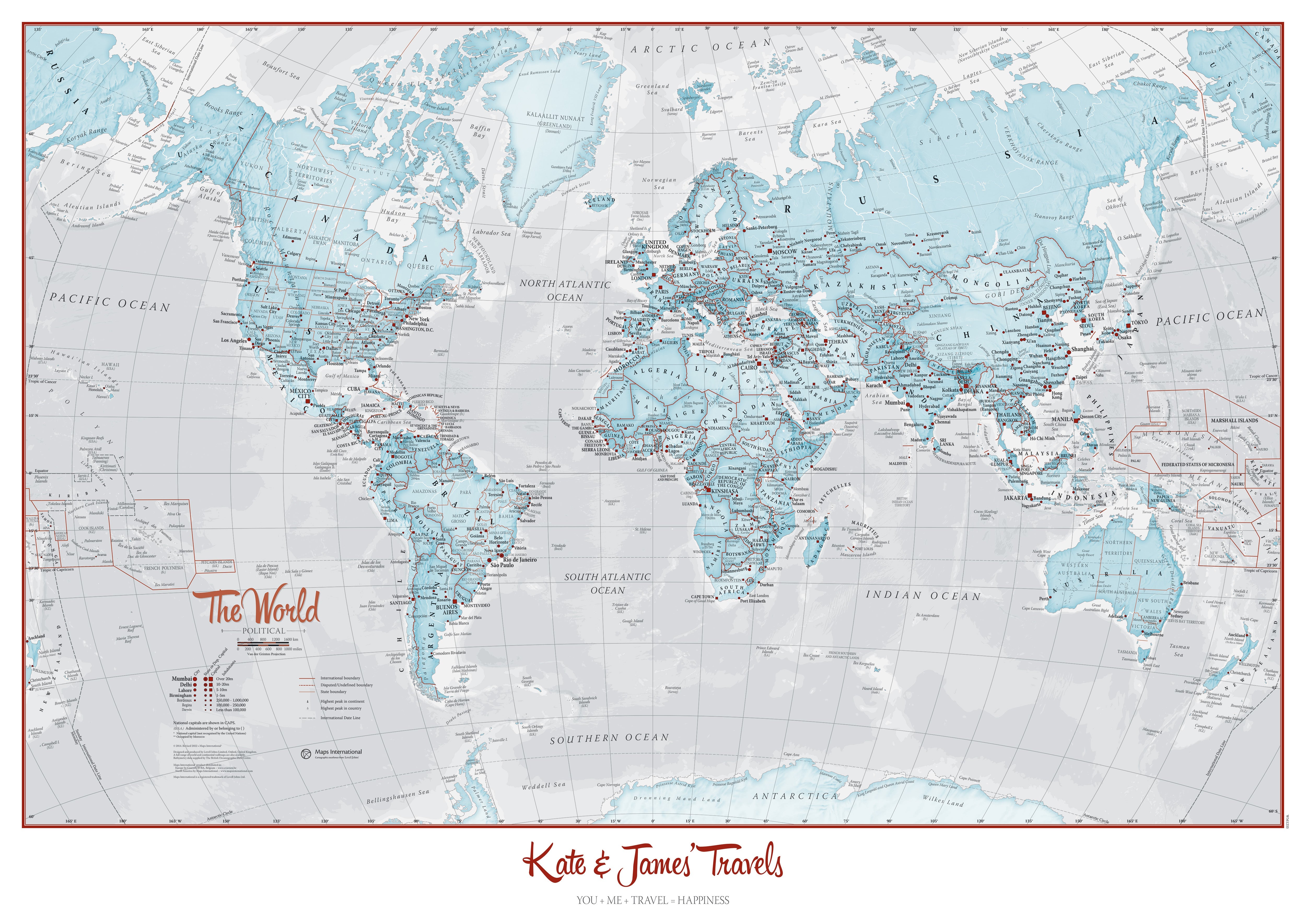 PS01226_M_PAPER - Personalised World Is Art - Wall Map Aqua