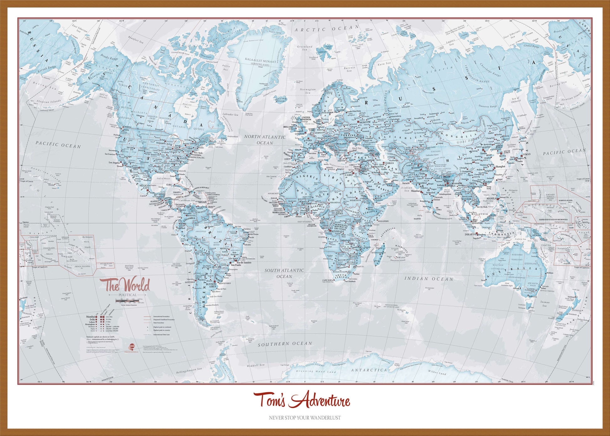 PS01226_L_LBWTE - Personalised World Is Art - Wall Map Aqua