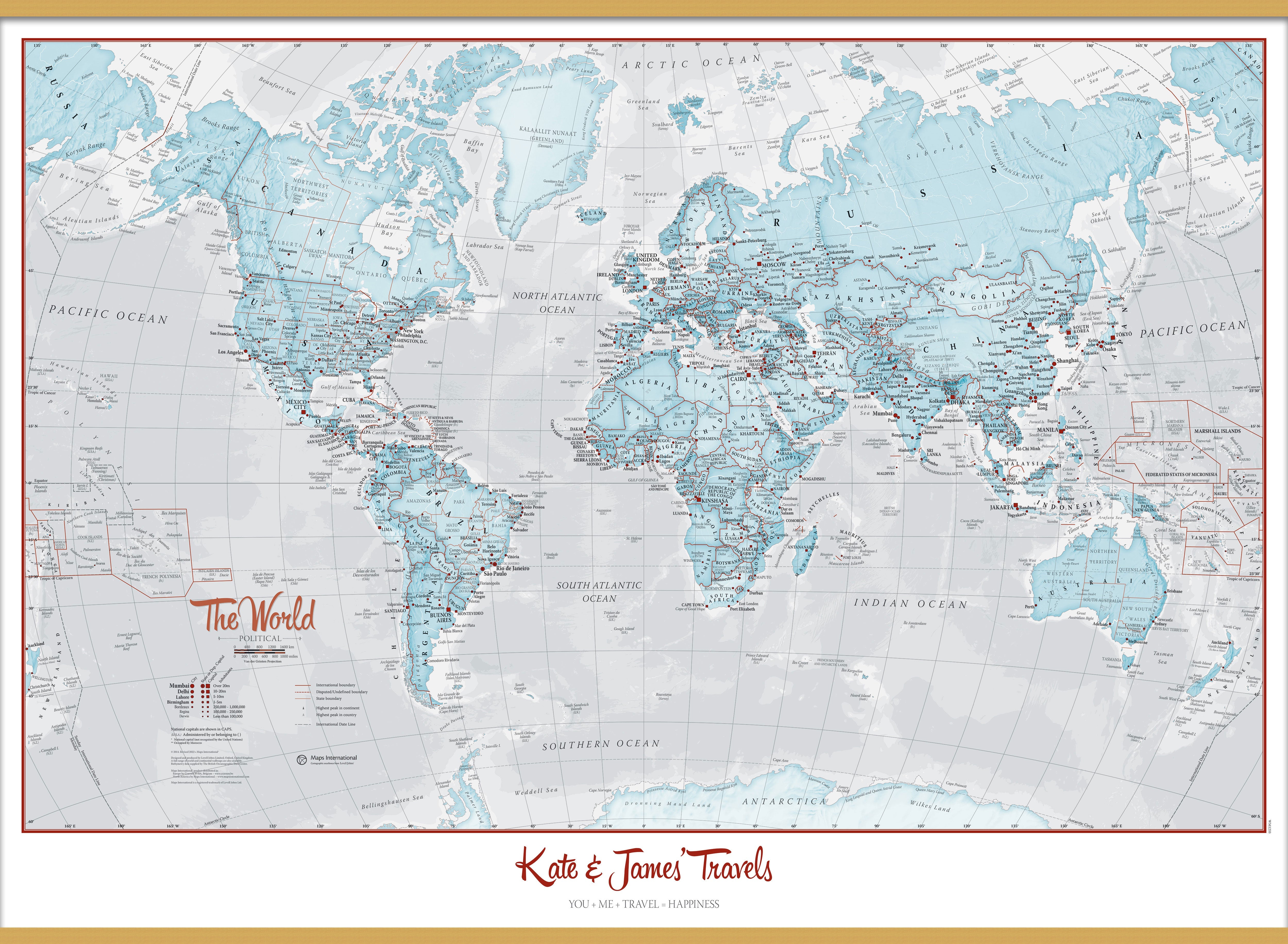 PS01226_S_LWDHB - Personalised World Is Art - Wall Map Aqua
