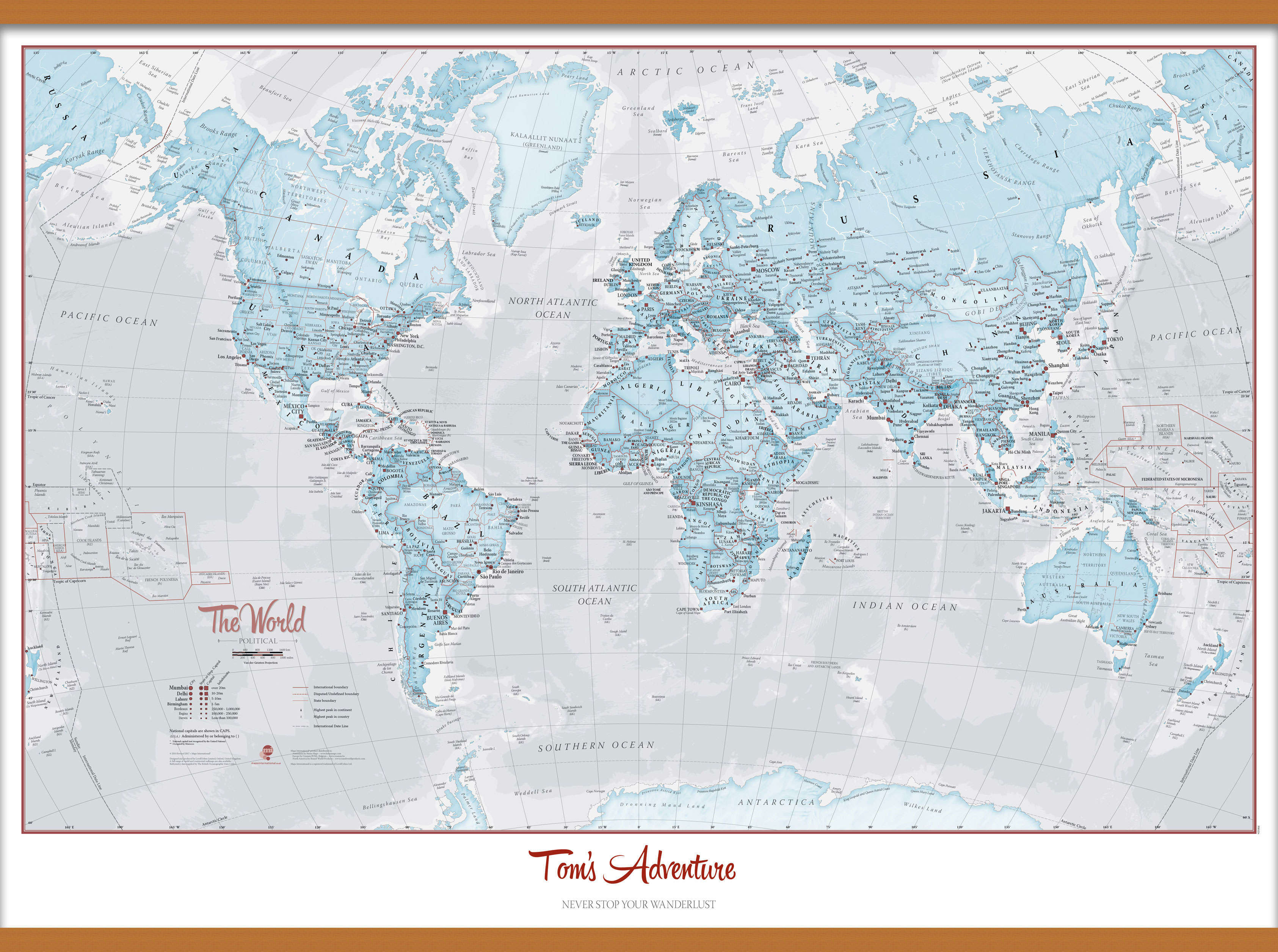 PS01226_H_CWDHB - Personalised World Is Art - Wall Map Aqua
