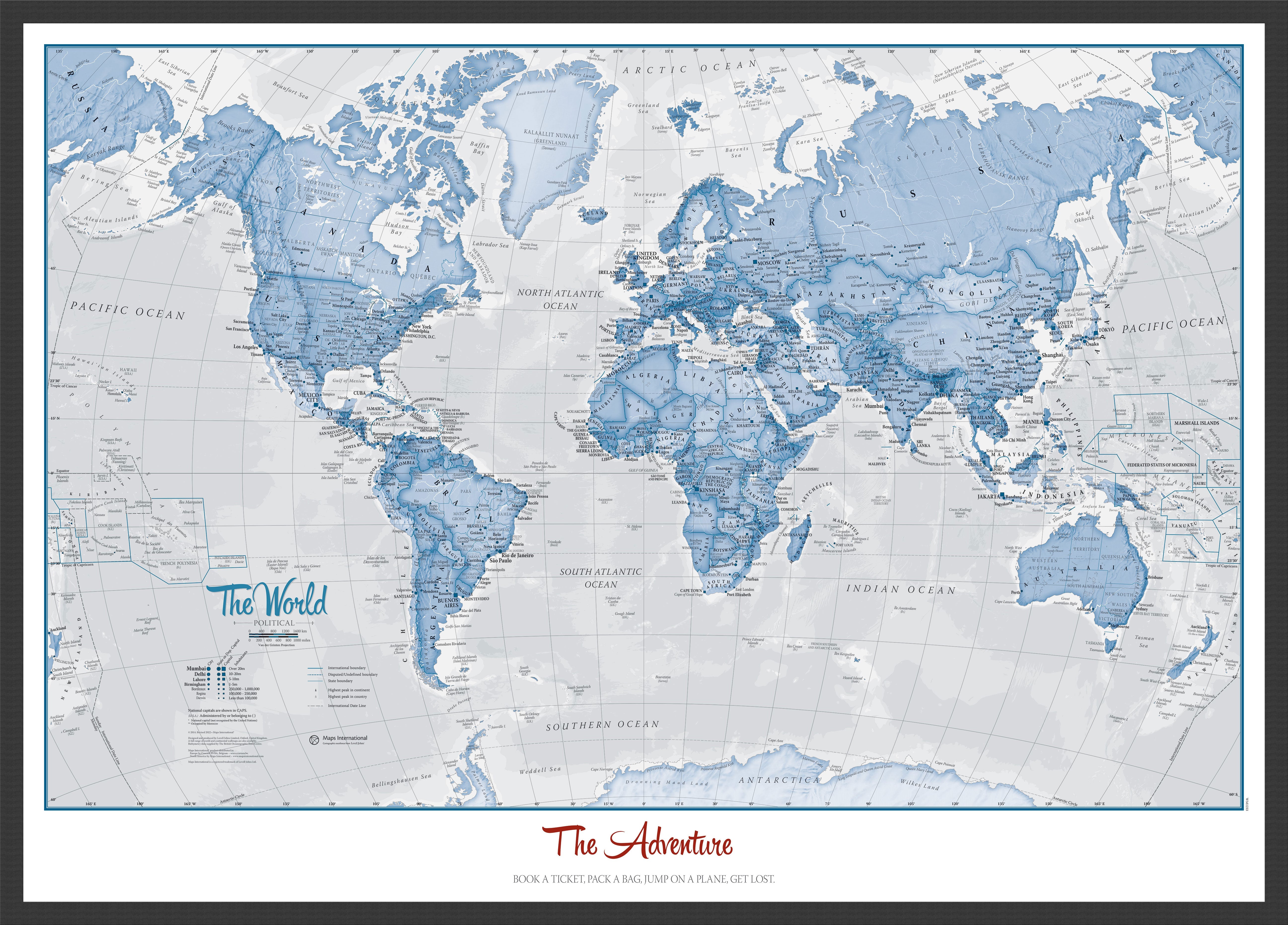 PS00272_S_WDBLA - Personalised World Is Art - Wall Map Blue