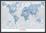 PS00272_M_BWBLA - Personalised World Is Art - Wall Map Blue