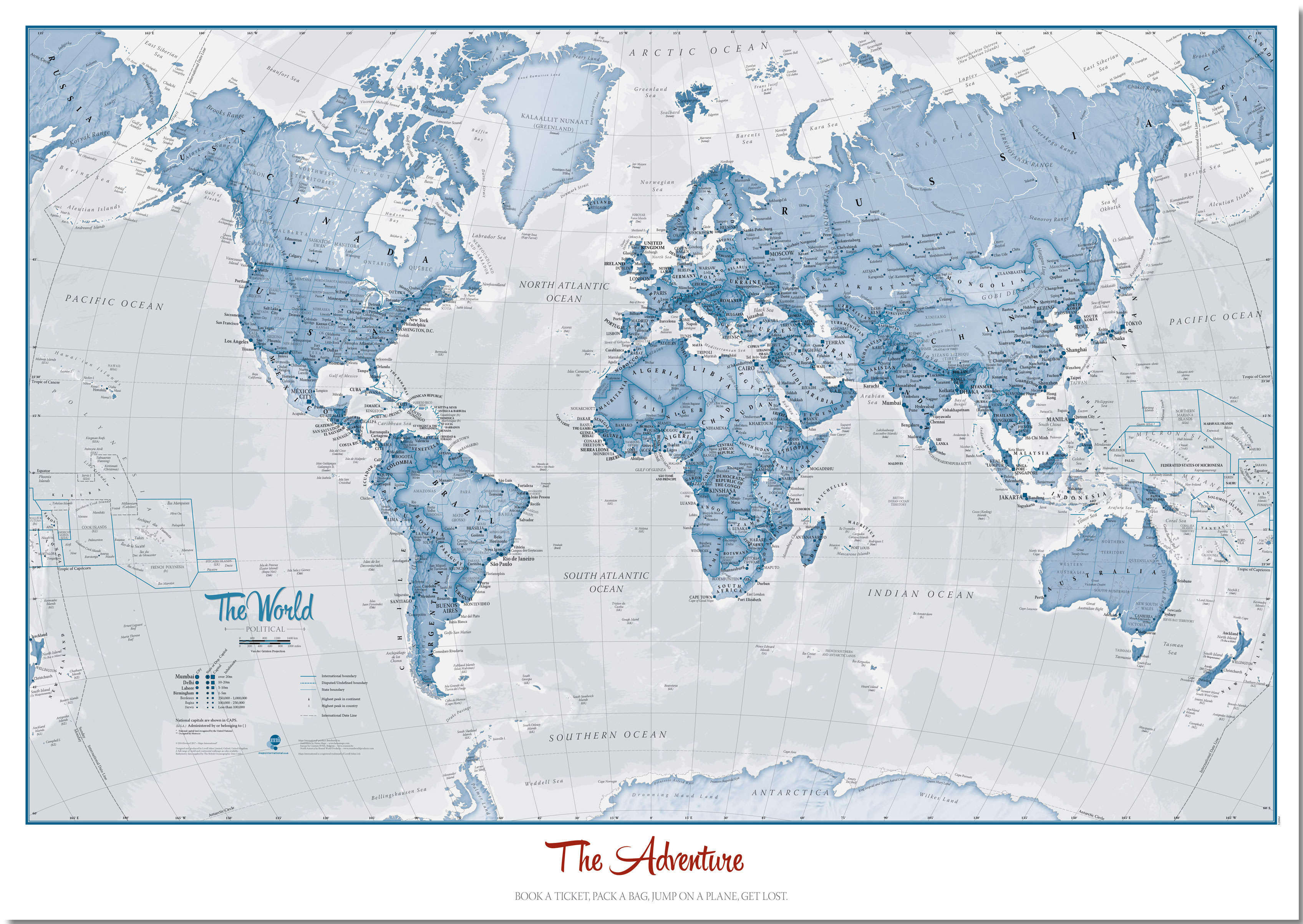 PS00272_L_LMBRD - Personalised World Is Art - Wall Map Blue
