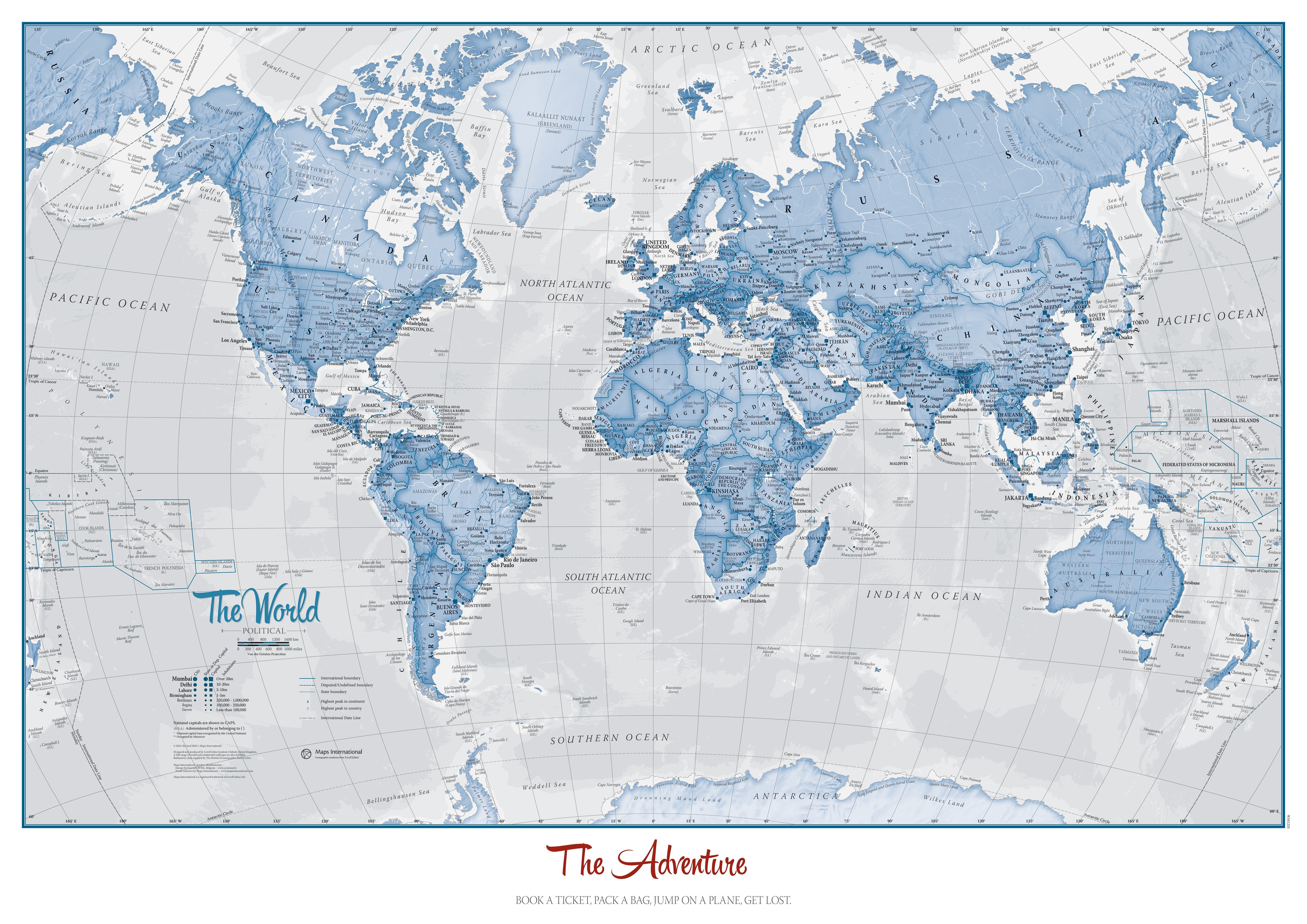 PS00272_L_PAPER - Personalised World Is Art - Wall Map Blue