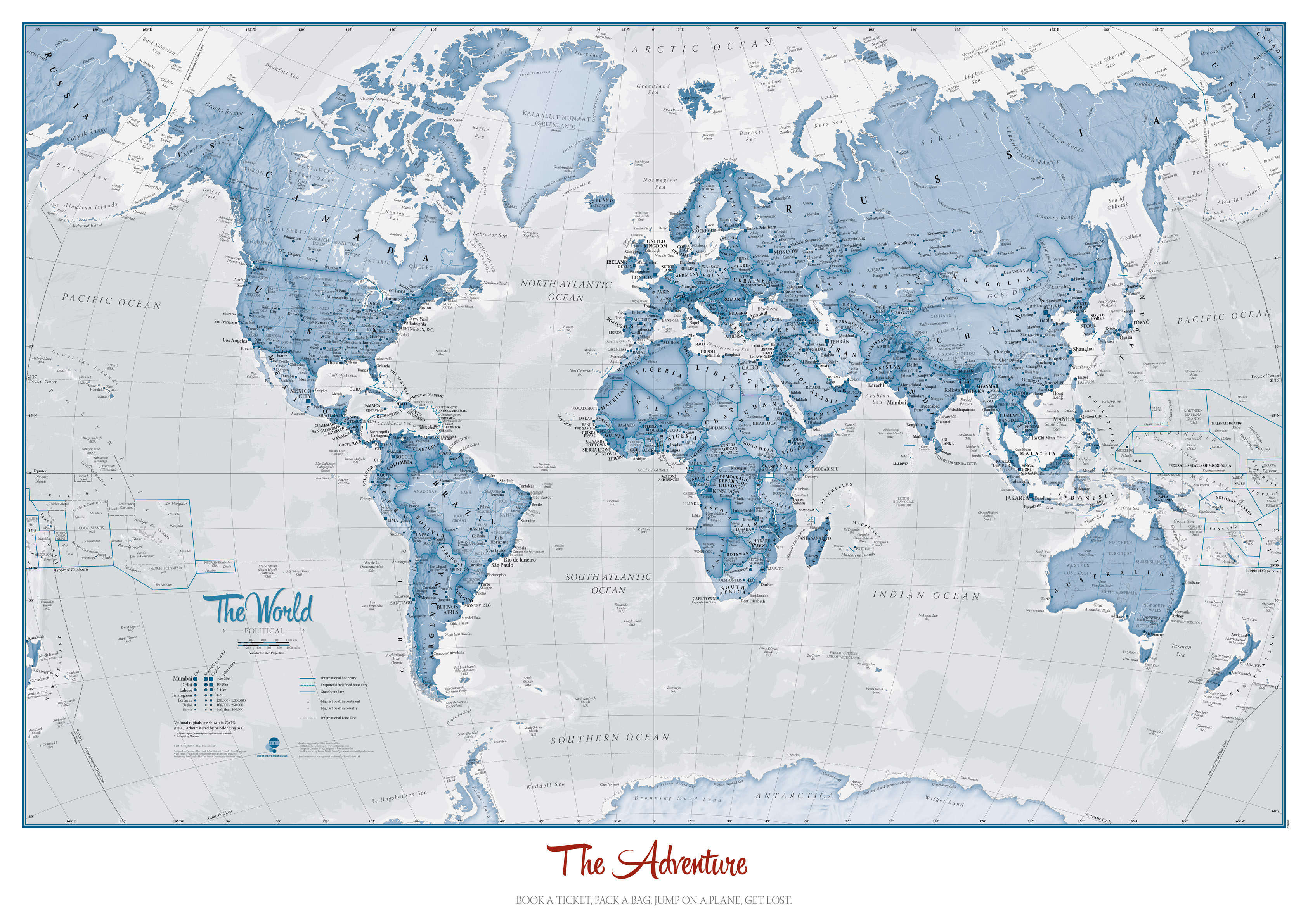 PS00272_H_PAPER - Personalised World Is Art - Wall Map Blue