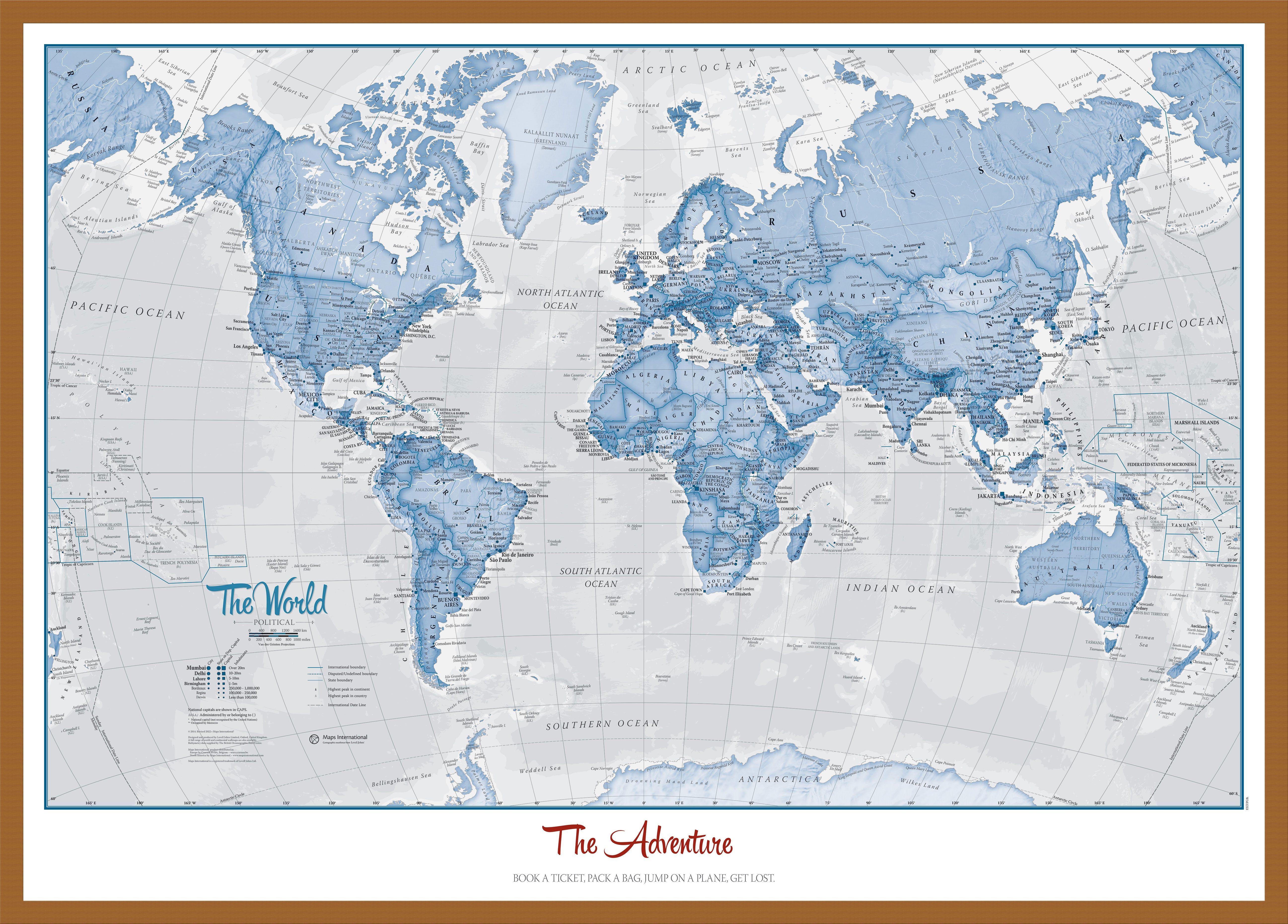 PS00272_L_WDTEA - Personalised World Is Art - Wall Map Blue