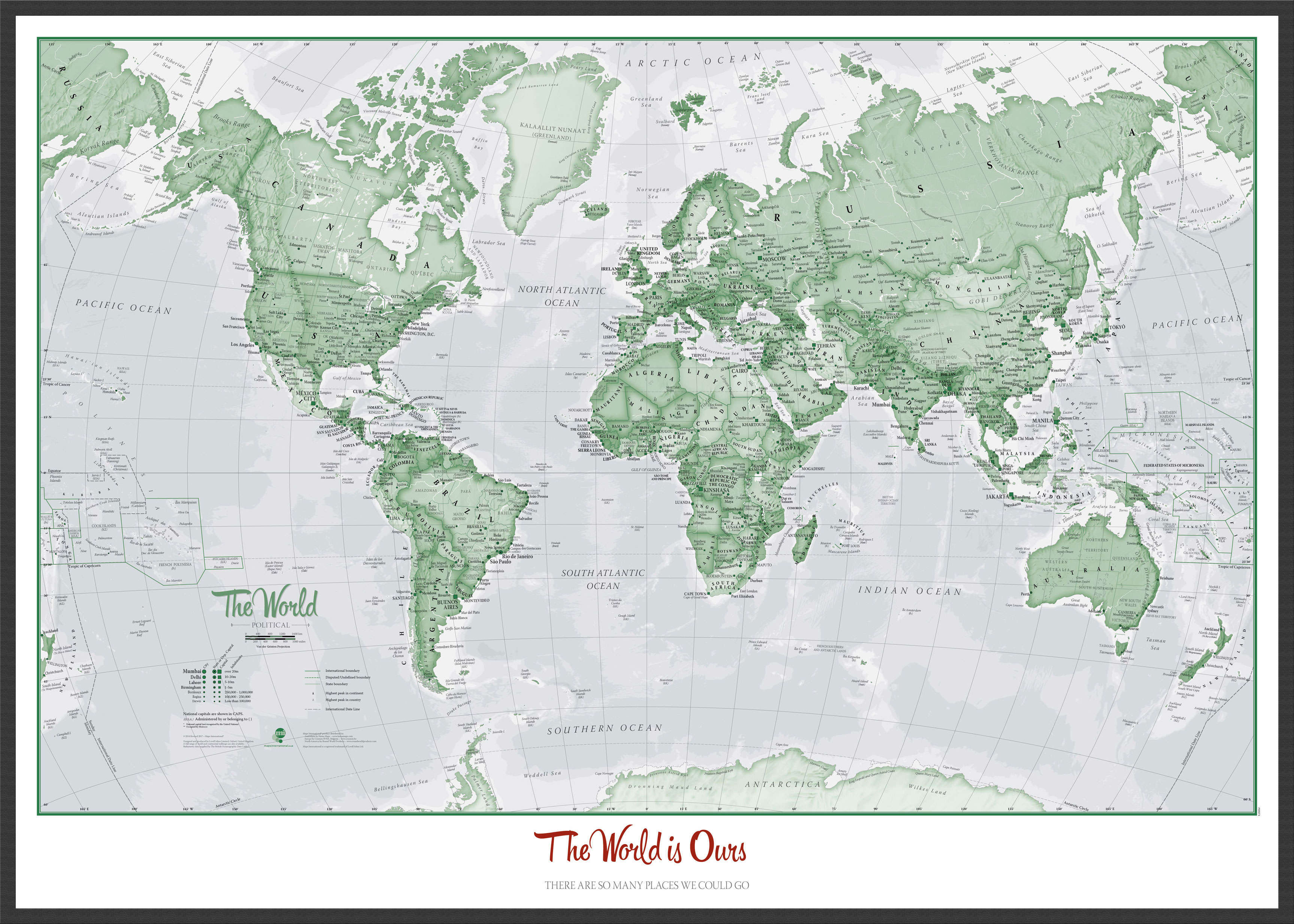 PS00274_L_WDBLA - Personalised World Is Art - Wall Map Green