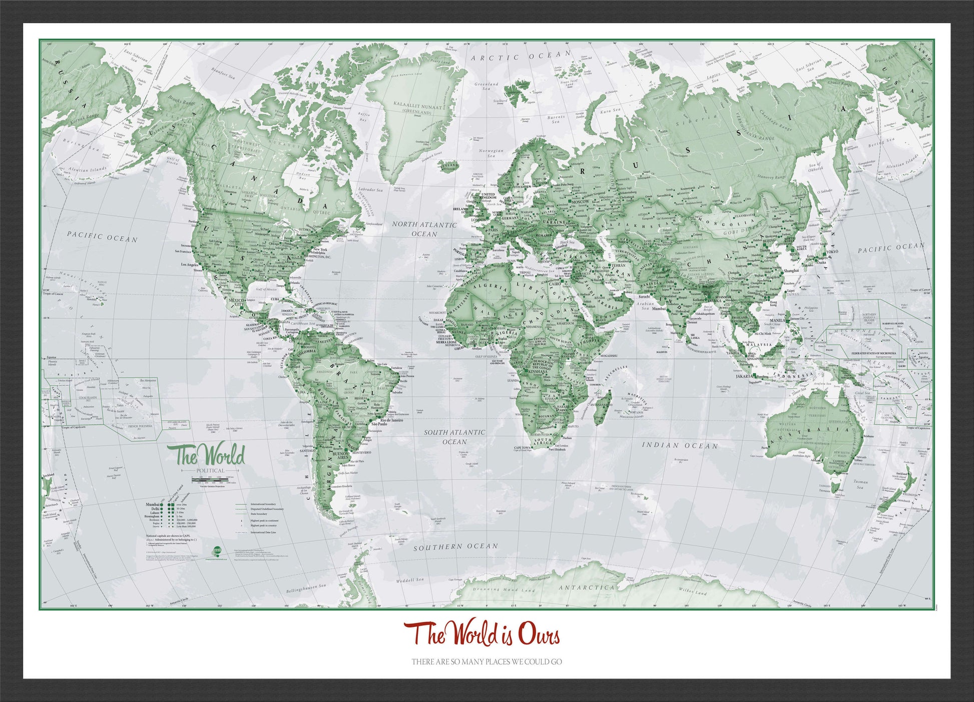 PS00274_M_WDBLA - Personalised World Is Art - Wall Map Green