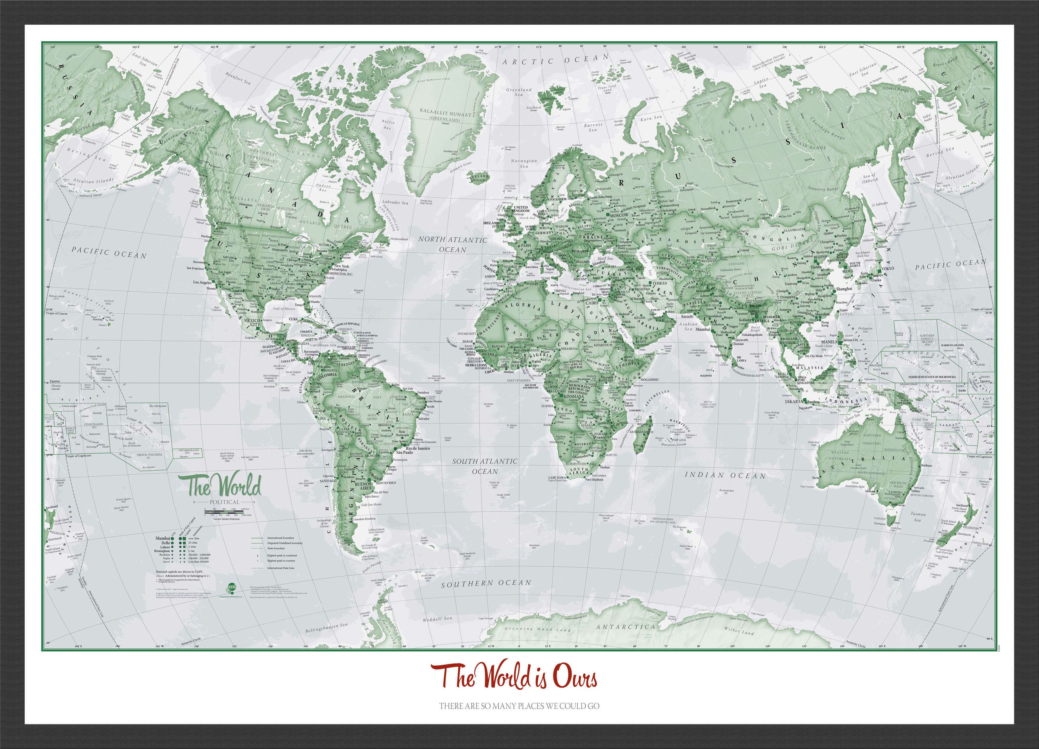 PS00274_M_WDBLA - Personalised World Is Art - Wall Map Green