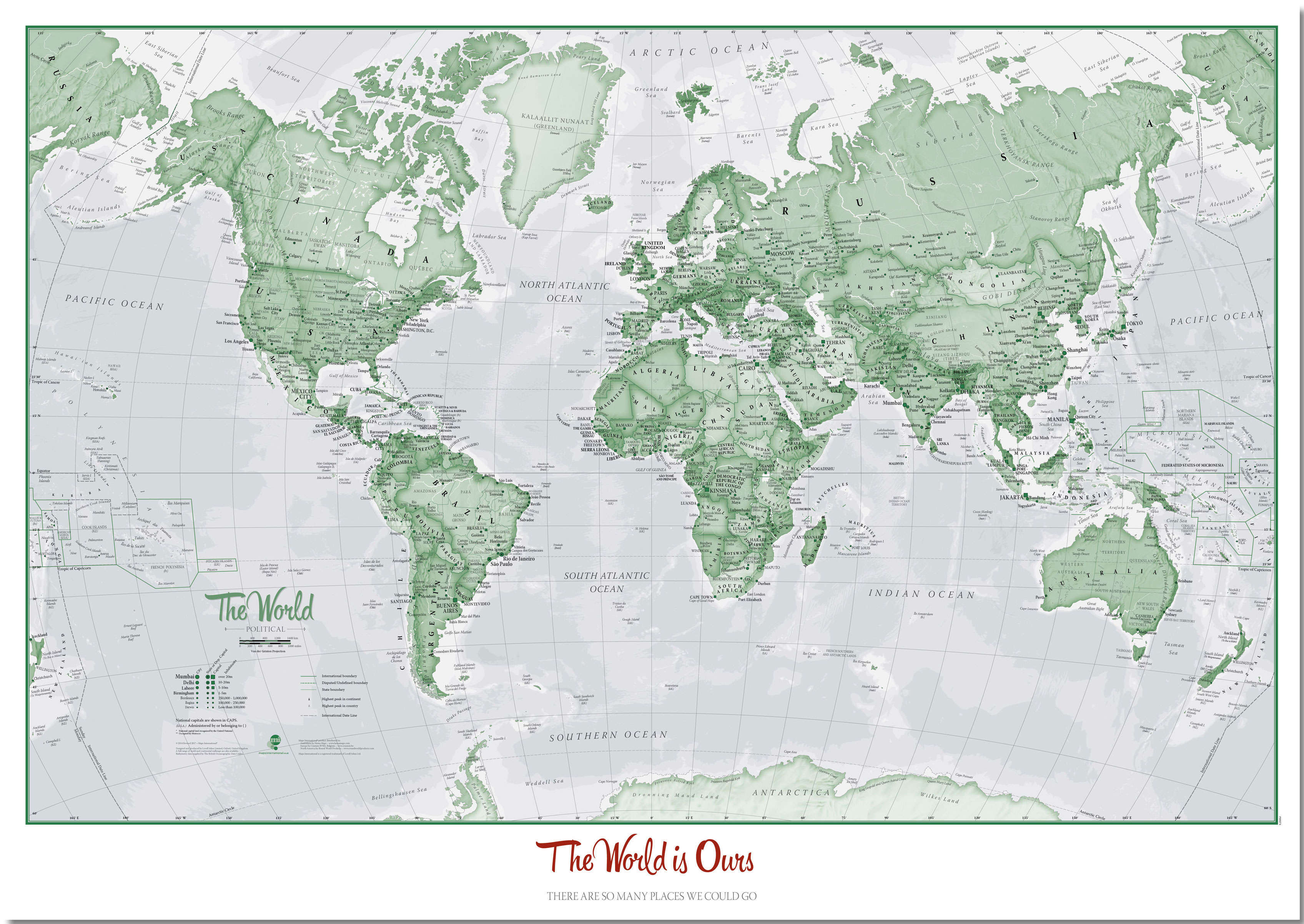 PS00274_S_PNBRD - Personalised World Is Art - Wall Map Green