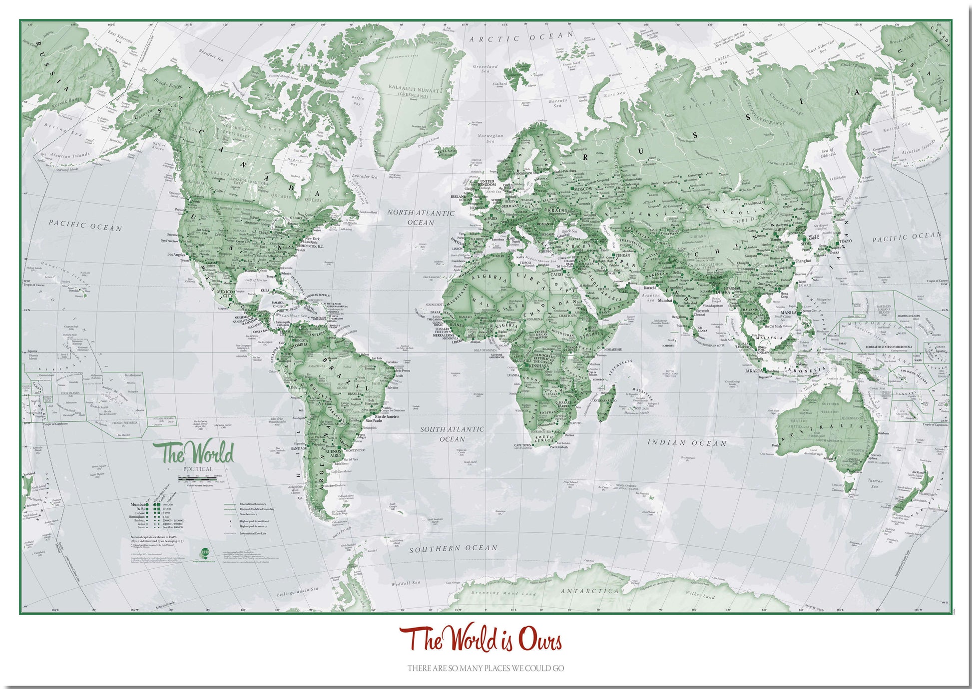 PS00274_H_LMBRD - Personalised World Is Art - Wall Map Green