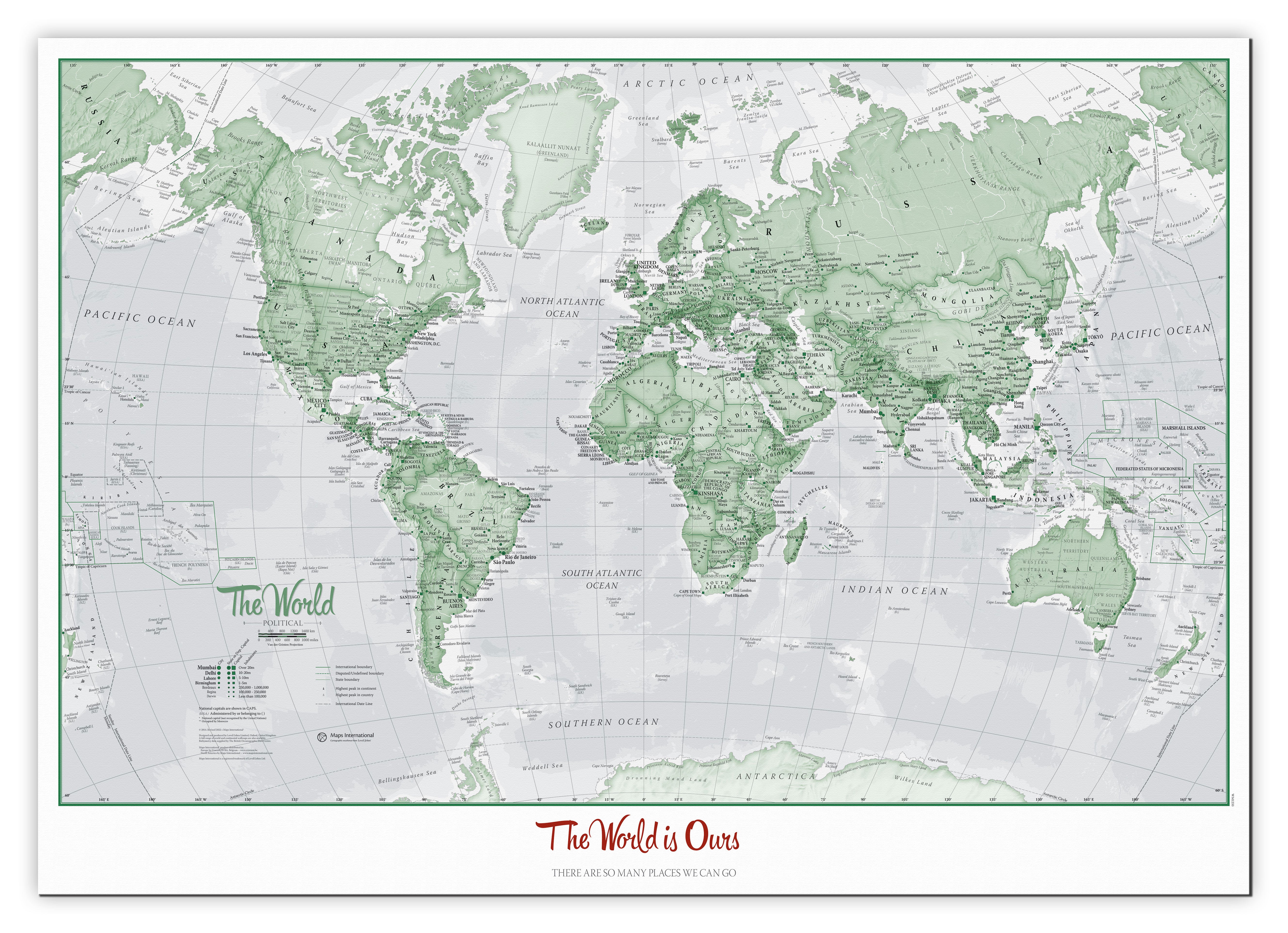 PS00274_S_CANVA - Personalised World Is Art - Wall Map Green