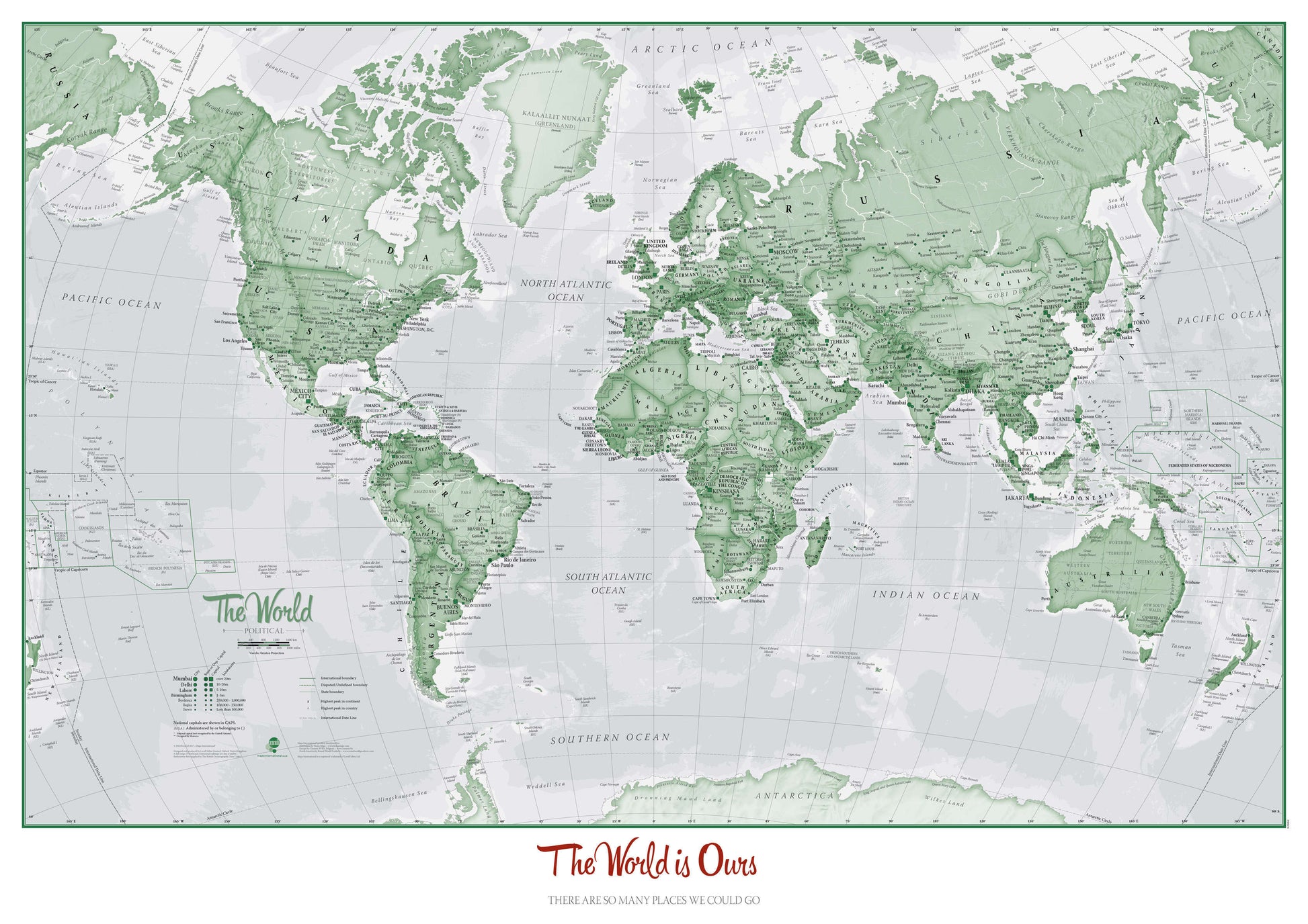 PS00274_L_CANRL - Personalised World Is Art - Wall Map Green
