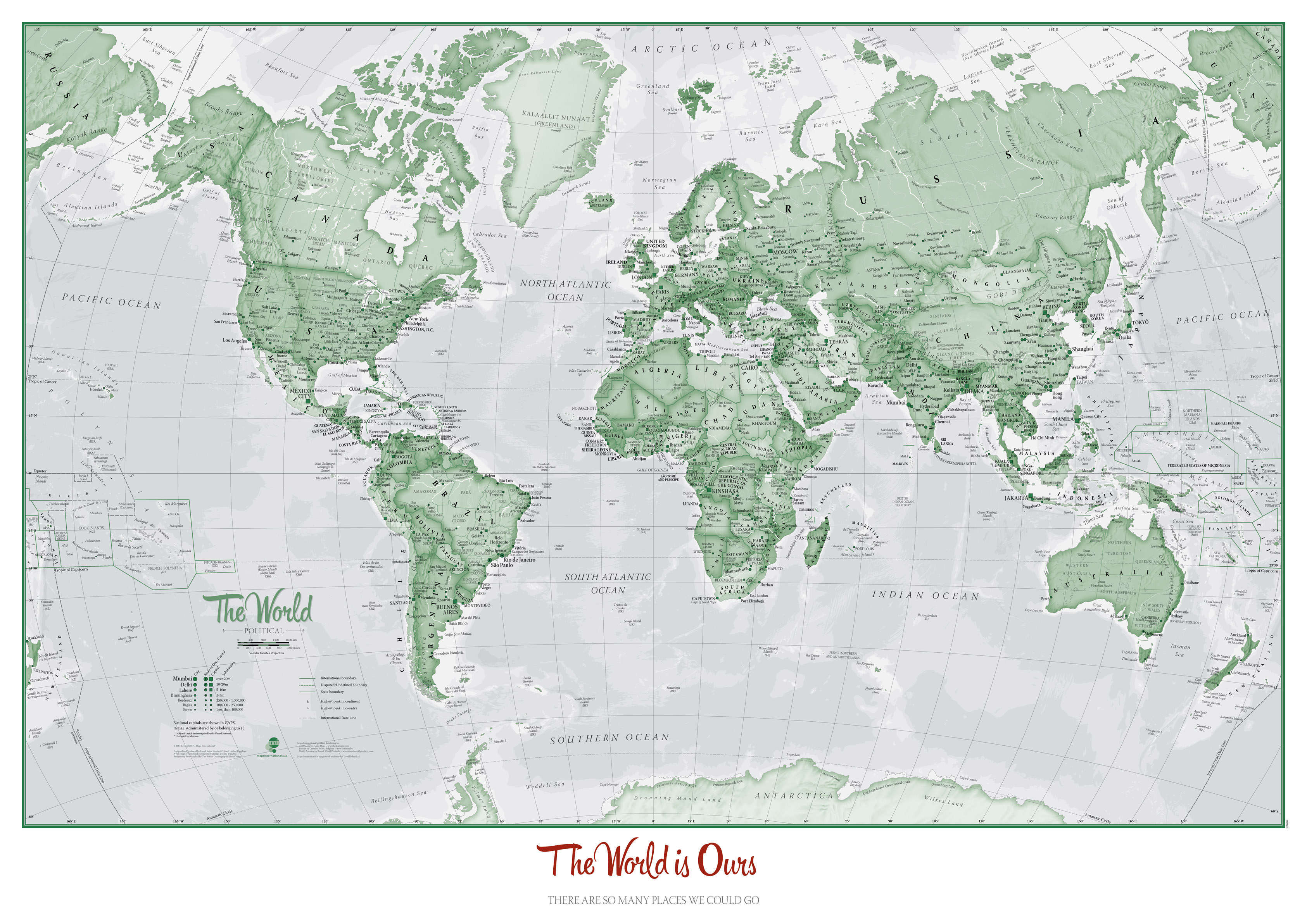 PS00274_S_CANRL - Personalised World Is Art - Wall Map Green