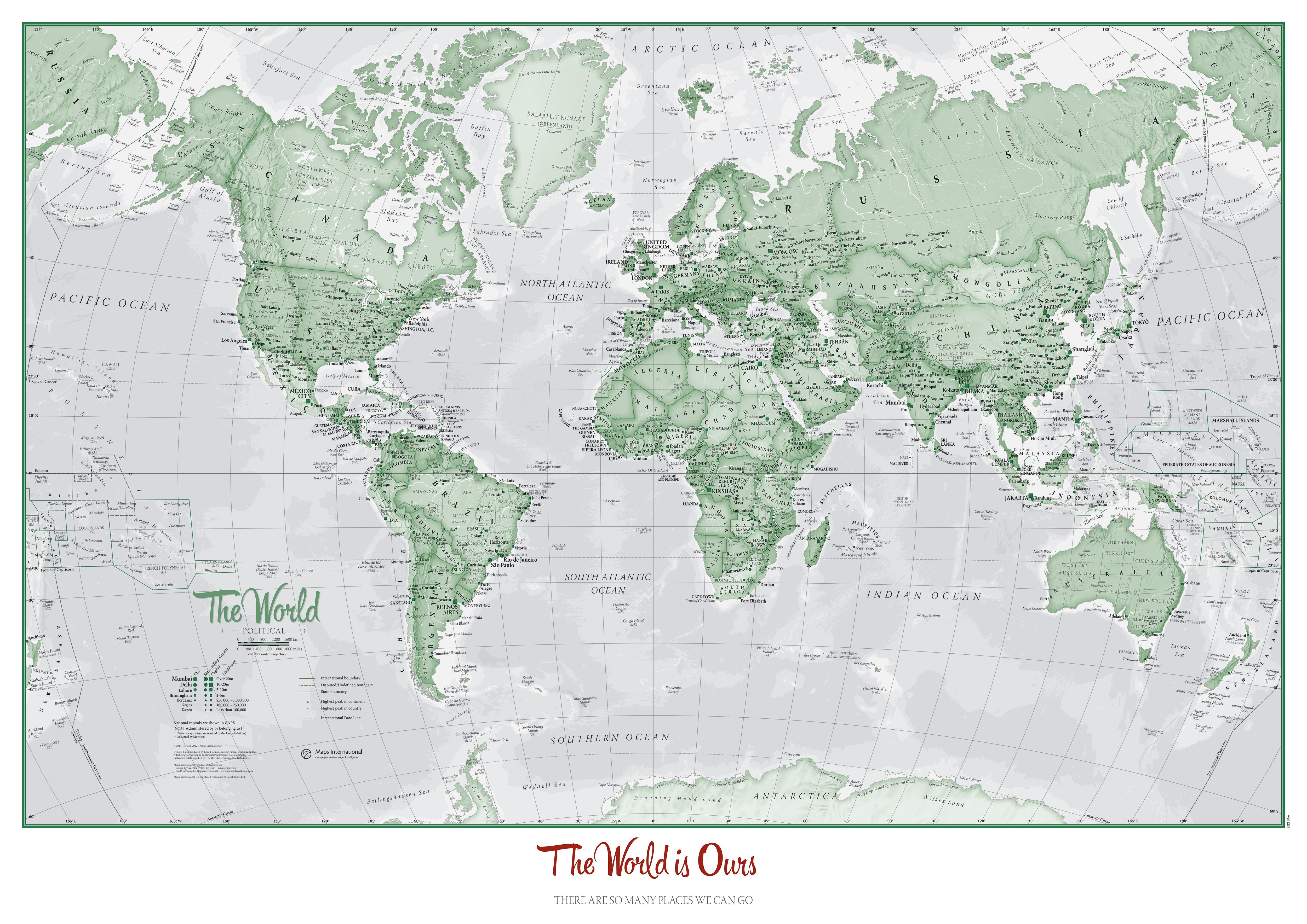 PS00274_M_PAPER - Personalised World Is Art - Wall Map Green