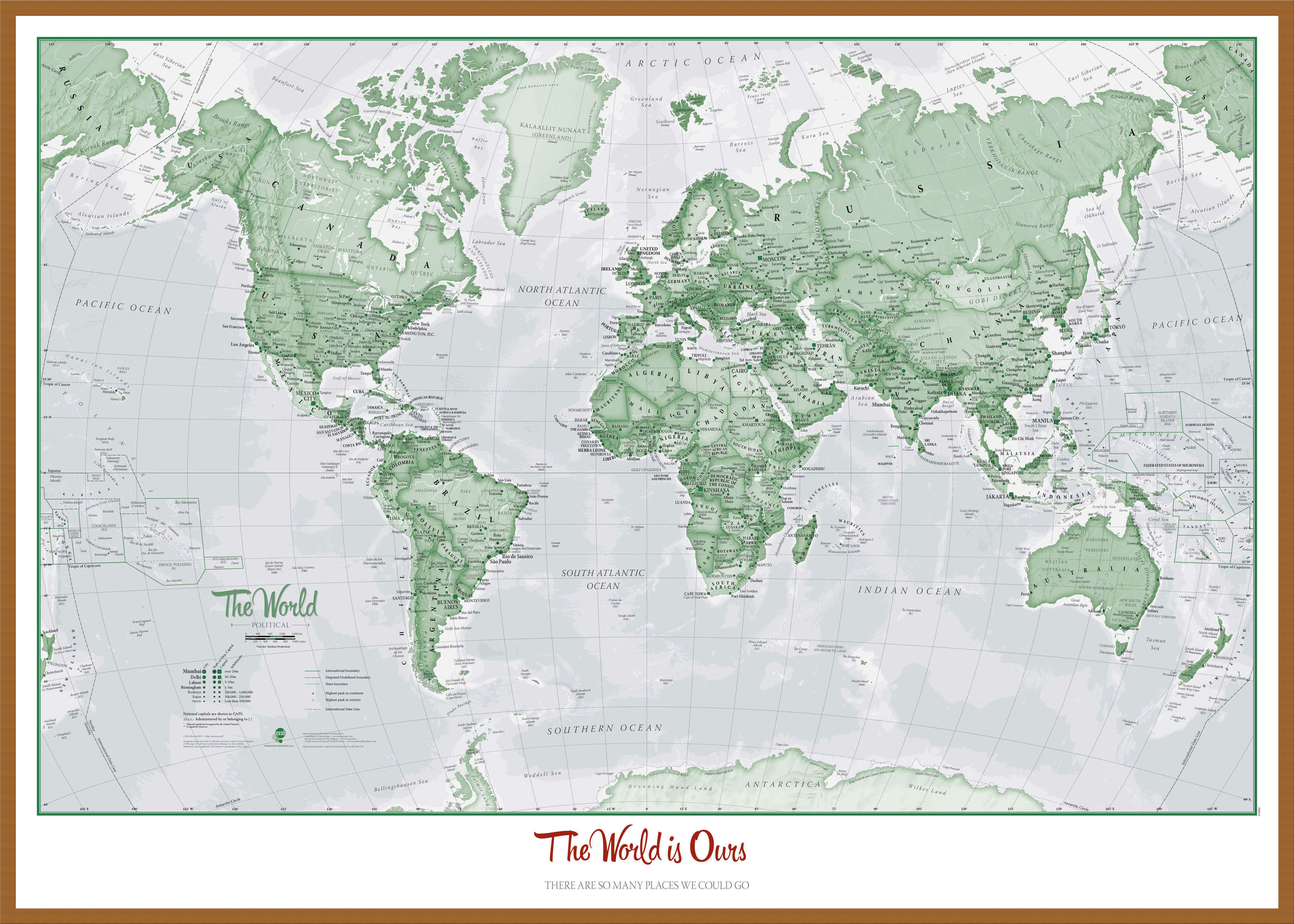 PS00274_L_WDTEA - Personalised World Is Art - Wall Map Green