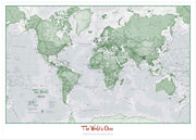 PS00274_L_LBWWH - Personalised World Is Art - Wall Map Green